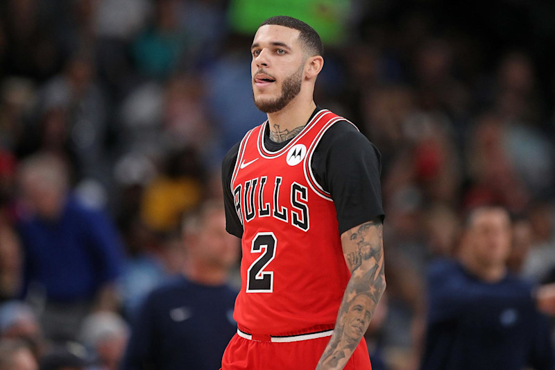 MEMPHIS, TENNESSEE - OCTOBER 28: Lonzo Ball #2 of the Chicago Bulls looks on during the game against the Memphis Grizzlies at FedExForum on October 28, 2024 in Memphis, Tennessee. NOTE TO USER: User expressly acknowledges and agrees that, by downloading and or using this photograph, User is consenting to the terms and conditions of the Getty Images License Agreement. (Photo by Justin Ford/Getty Images)