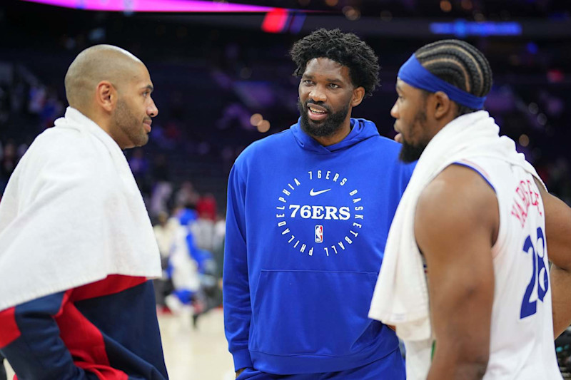 Nicolas Batum, Joel Embiid and Guerschon Yabusele