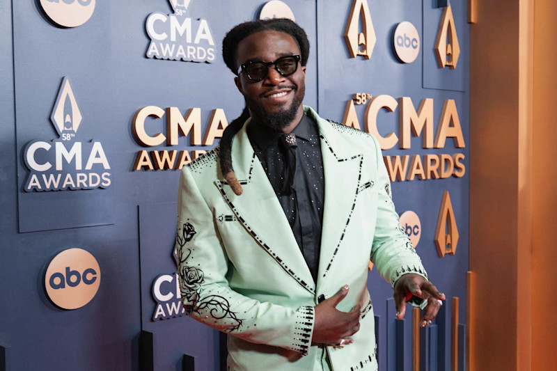 NASHVILLE, TENNESSEE - NOVEMBER 20: Shaboozey attends the 58th Annual Country Music Association Awards at Music City Center on November 20, 2024 in Nashville, Tennessee. (Photo by John Shearer/Getty Images for CMA)