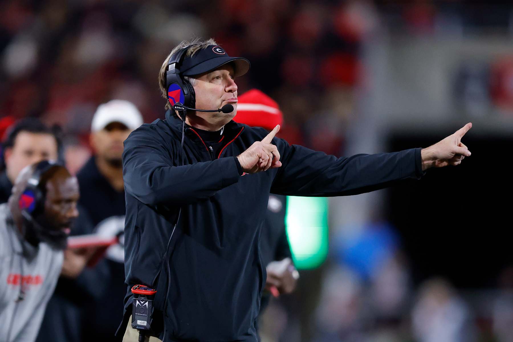 ATHENS, GEORGIA - NOVEMBER 29: Head coach Kirby Smart of the Georgia Bulldogs reacts during the first quarter against the Georgia Tech Yellow Jackets at Sanford Stadium on November 29, 2024 in Athens, Georgia. (Photo by Todd Kirkland/Getty Images)