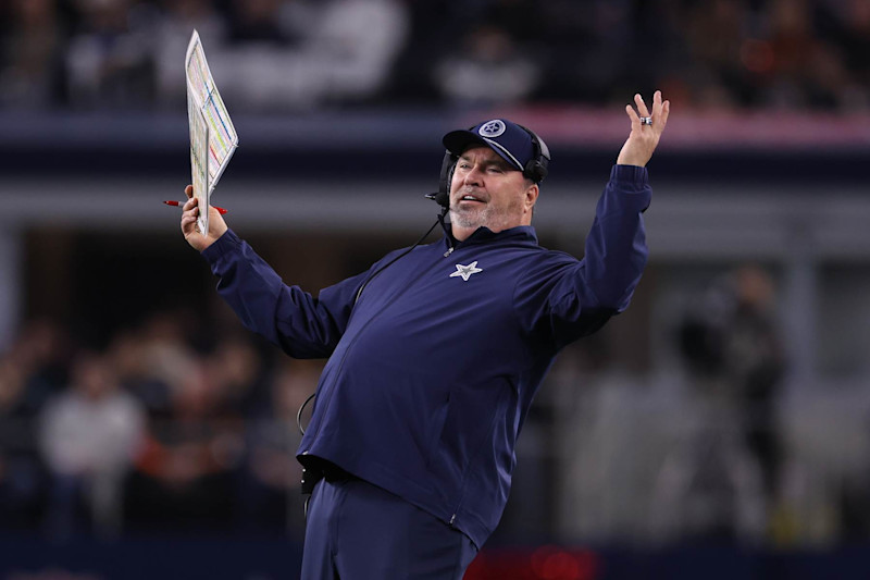 ARLINGTON, TEXAS - DECEMBER 09: Dallas Cowboys head coach Mike McCarthy reacts during the second half against the Cincinnati Bengals at AT&T Stadium on December 09, 2024 in Arlington, Texas. (Photo by Sam Hodde/Getty Images)