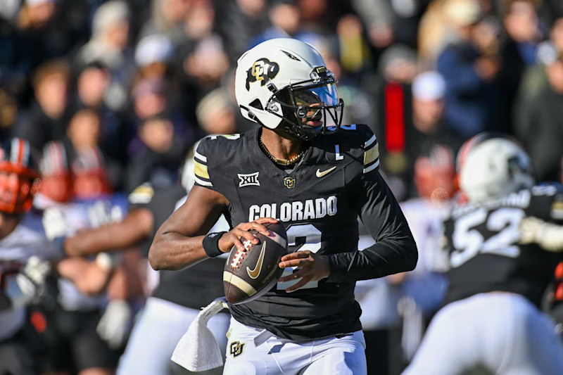 BOULDER, CO - NOVEMBER 29: Colorado quarterback Shedeur Sanders (2) in action during the college football game between the Oklahoma State University Cowboys and the University of Colorado Buffaloes on November 29, 2024 at Folsom Field in Boulder, CO. (Photo by Kevin Langley/Icon Sportswire via Getty Images)