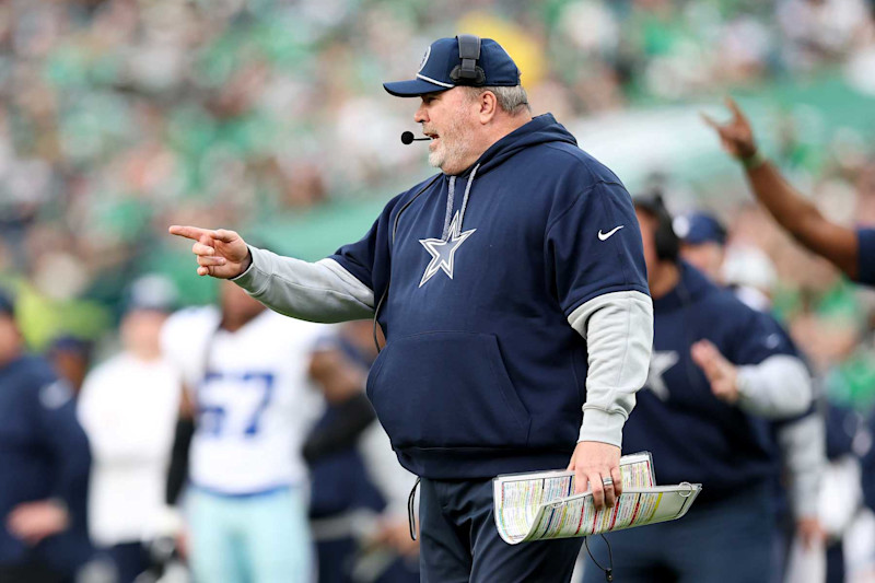 PHILADELPHIA, PENNSYLVANIA - DECEMBER 29: Head coach Mike McCarthy of the Dallas Cowboys looks on during the second half against the Philadelphia Eagles at Lincoln Financial Field on December 29, 2024 in Philadelphia, Pennsylvania. (Photo by Emilee Chinn/Getty Images)