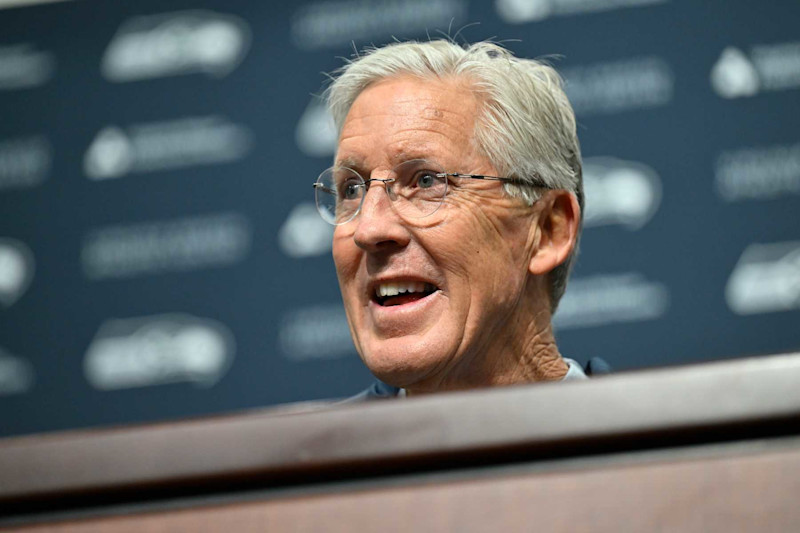 RENTON, WASHINGTON - JANUARY 10: Former Seattle Seahawks head coach Pete Carroll speaks at the Seattle Seahawks press conference at Virginia Mason Athletic Center on January 10, 2024 in Renton, Washington. (Photo by Alika Jenner/Getty Images)