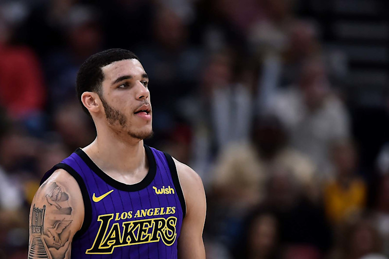 SALT LAKE CITY, UT - JANUARY 11: Lonzo Ball #2 of the Los Angeles Lakers looks on in a NBA game against the Utah Jazz at Vivint Smart Home Arena on January 11, 2019 in Salt Lake City, Utah. NOTE TO USER: User expressly acknowledges and agrees that, by downloading and or using this photograph, User is consenting to the terms and conditions of the Getty Images License Agreement. (Photo by Gene Sweeney Jr./Getty Images)