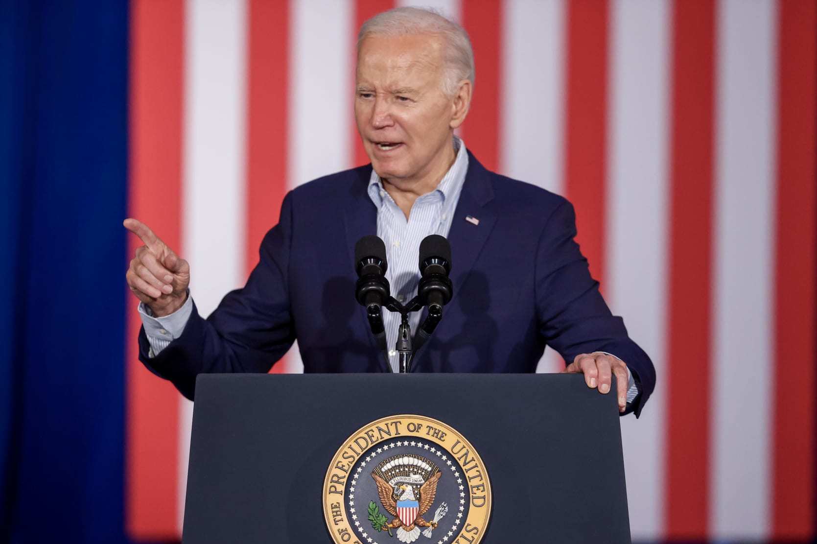 LAS VEGAS, NEVADA - MARCH 19: US President Joe Biden speaks at Stupak Community Center on March 19, 2024 in Las Vegas, Nevada. Biden delivered remarks on making affordable housing more available for American families. (Photo by Ian Maule/Getty Images)
