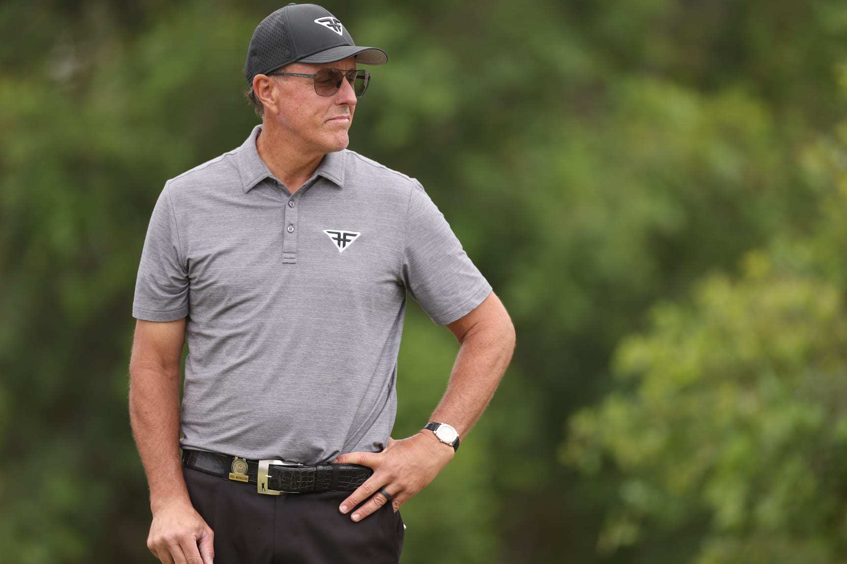 LOS ANGELES, CALIFORNIA - JUNE 16: Phil Mickelson of the United States waits to tee off on the fourth tee during the second round of the 123rd U.S. Open Championship at The Los Angeles Country Club on June 16, 2023 in Los Angeles, California. (Photo by Sean M. Haffey/Getty Images)