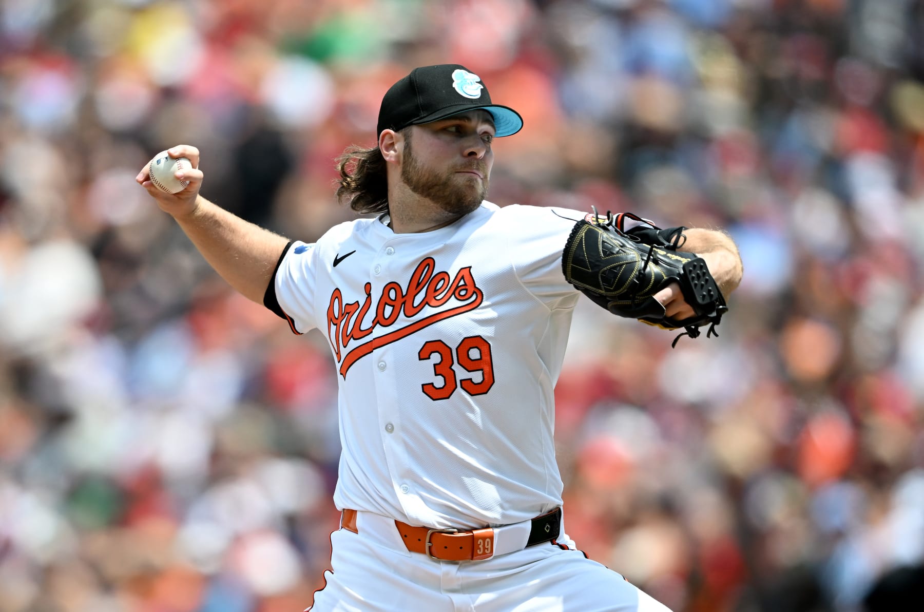 BALTIMORE, MARYLAND - JUNE 16: Corbin Burnes #39 of the Baltimore Orioles pitches in the first inning against the Philadelphia Phillies at Oriole Park at Camden Yards on June 16, 2024 in Baltimore, Maryland. (Photo by Greg Fiume/Getty Images)