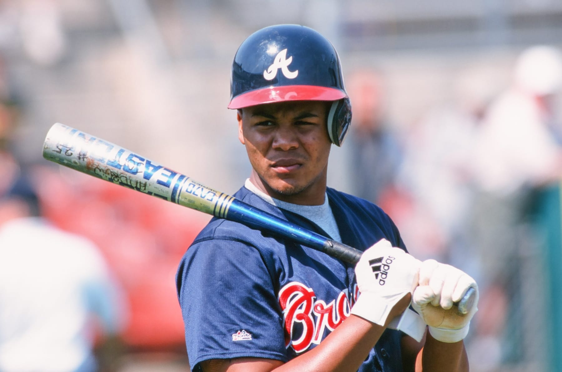 MARCH 5: Andruw Jones of the Atlanta Braves during a Spring Training game against the Houston Astros on March 5, 1999.ST (Photo by Sporting News via Getty Images via Getty Images)