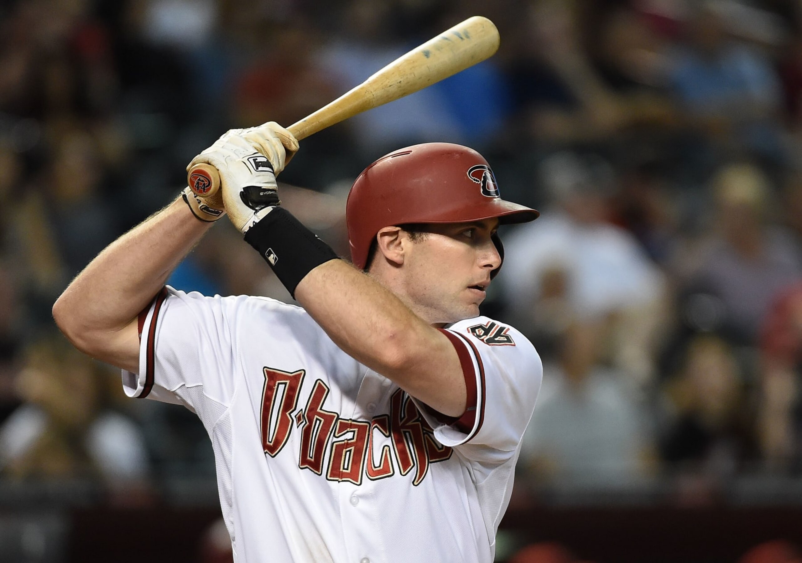 PHOENIX, AZ - SEPTEMBER 29:  Paul Goldschmidt #44 of the Arizona Diamondbacks gets ready in the batters box against the Colorado Rockies at Chase Field on September 29, 2015 in Phoenix, Arizona.  (Photo by Norm Hall/Getty Images)
