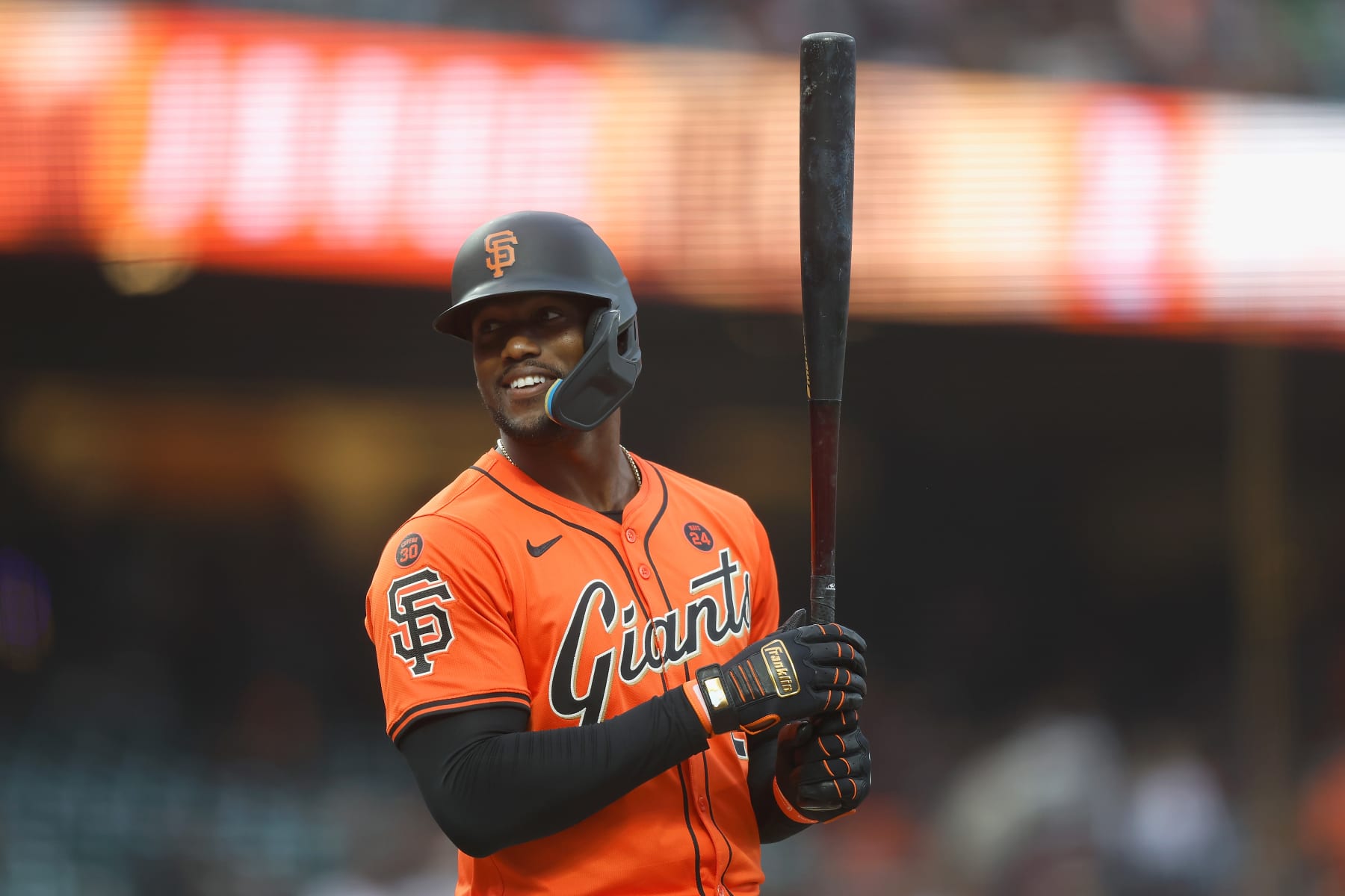 SAN FRANCISCO, CALIFORNIA - JULY 26: Jorge Soler #2 of the San Francisco Giants looks on while at bat against the Colorado Rockies at Oracle Park on July 26, 2024 in San Francisco, California. (Photo by Lachlan Cunningham/Getty Images)