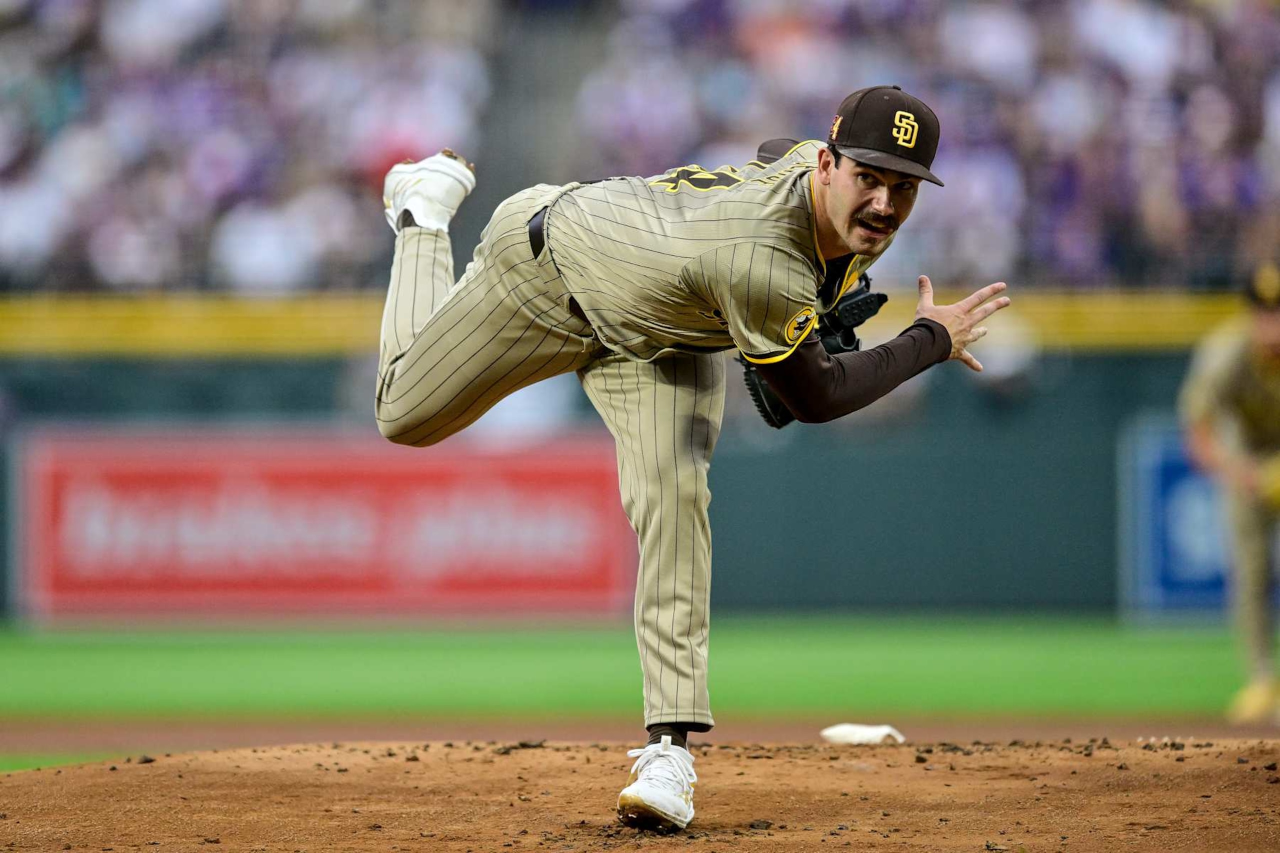 DENVER, COLORADO - AUGUST 17: Dylan Cease #84 of the San Diego Padres pitches in the first inning against the Colorado Rockies at Coors Field on August 17, 2024 in Denver, Colorado. (Photo by Dustin Bradford/Getty Images)