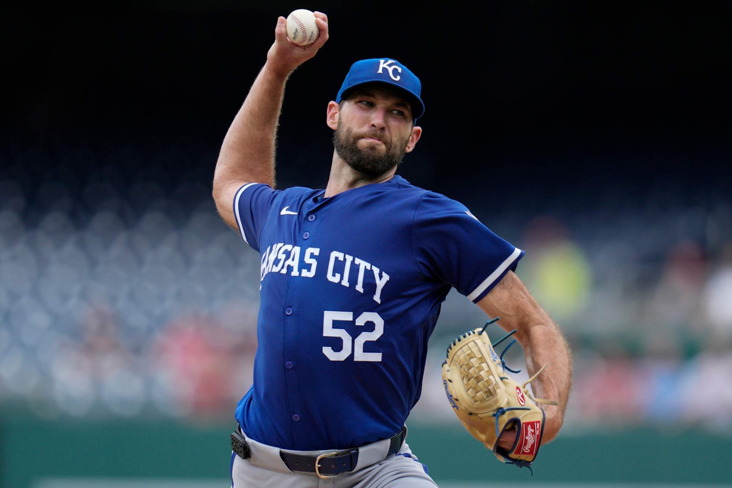 WASHINGTON, DC - SEPTEMBER 26: Michael Wacha #52 of the Kansas City Royals pitches to the Washington Nationals during the first inning at Nationals Park on September 26, 2024 in Washington, DC. (Photo by Jess Rapfogel/Getty Images)