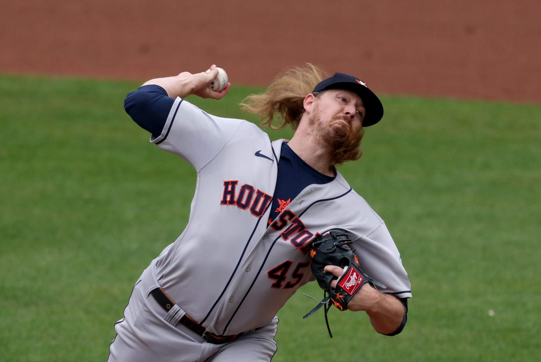 BALTIMORE, MARYLAND - AUGUST 10: Ryne Stanek #45 of the Houston Astros pitches to a Baltimore Orioles batter at Oriole Park at Camden Yards on August 10, 2023 in Baltimore, Maryland. (Photo by Rob Carr/Getty Images)