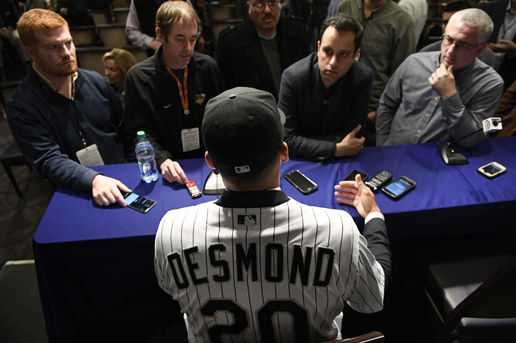 DENVER, CO - DECEMBER 13: Colorado Rockies agree to a five-year contract with infielder/outfielder Ian Desmond December 13, 2016 as they introduce him at a press conference at Coors Field. (Photo By John Leyba/The Denver Post via Getty Images)