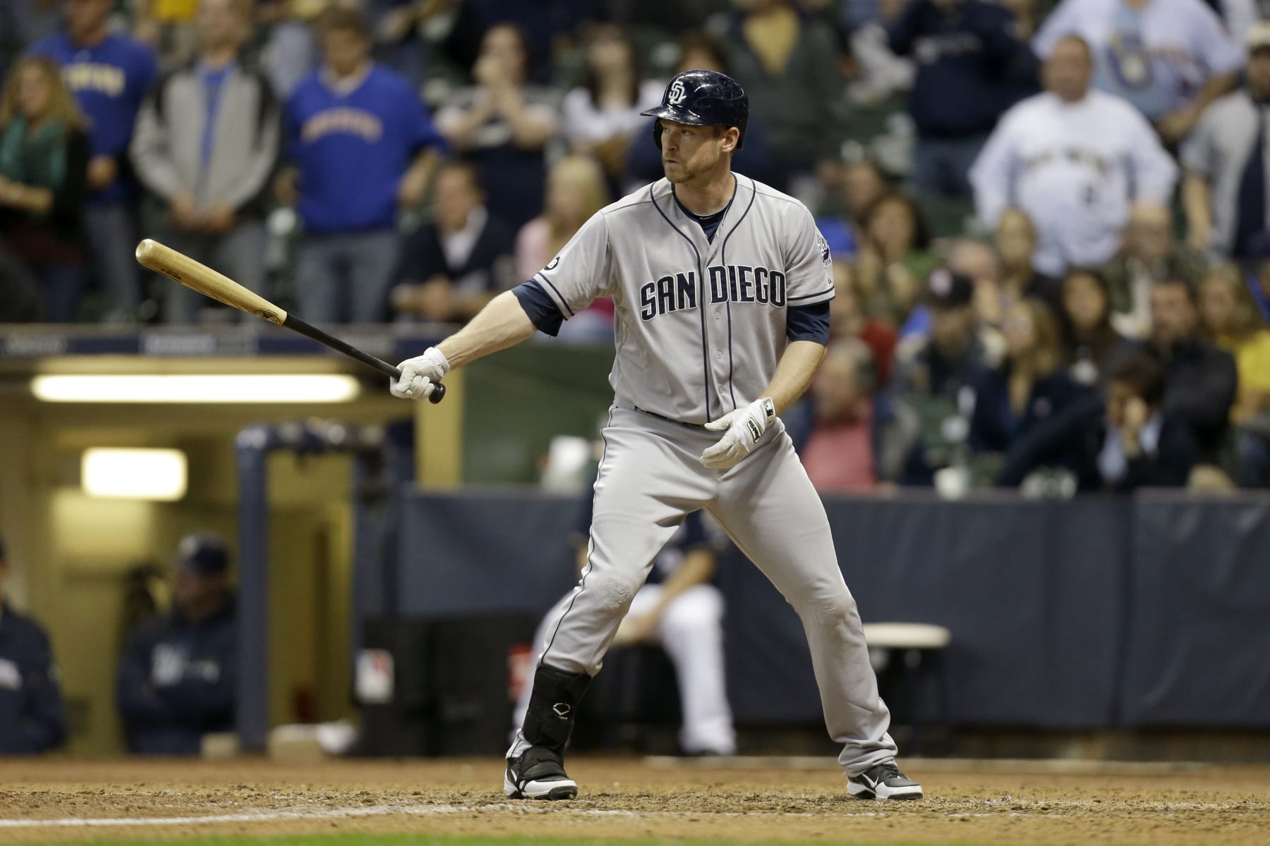 MILWAUKEE, WI - OCTOBER 1:  Chase Headley #7 of the San Diego Padres bats during the game against the Milwaukee Brewers at Miller Park on October 1, 2012 in Milwaukee, Wisconsin.  (Photo by Mike McGinnis/Getty Images)