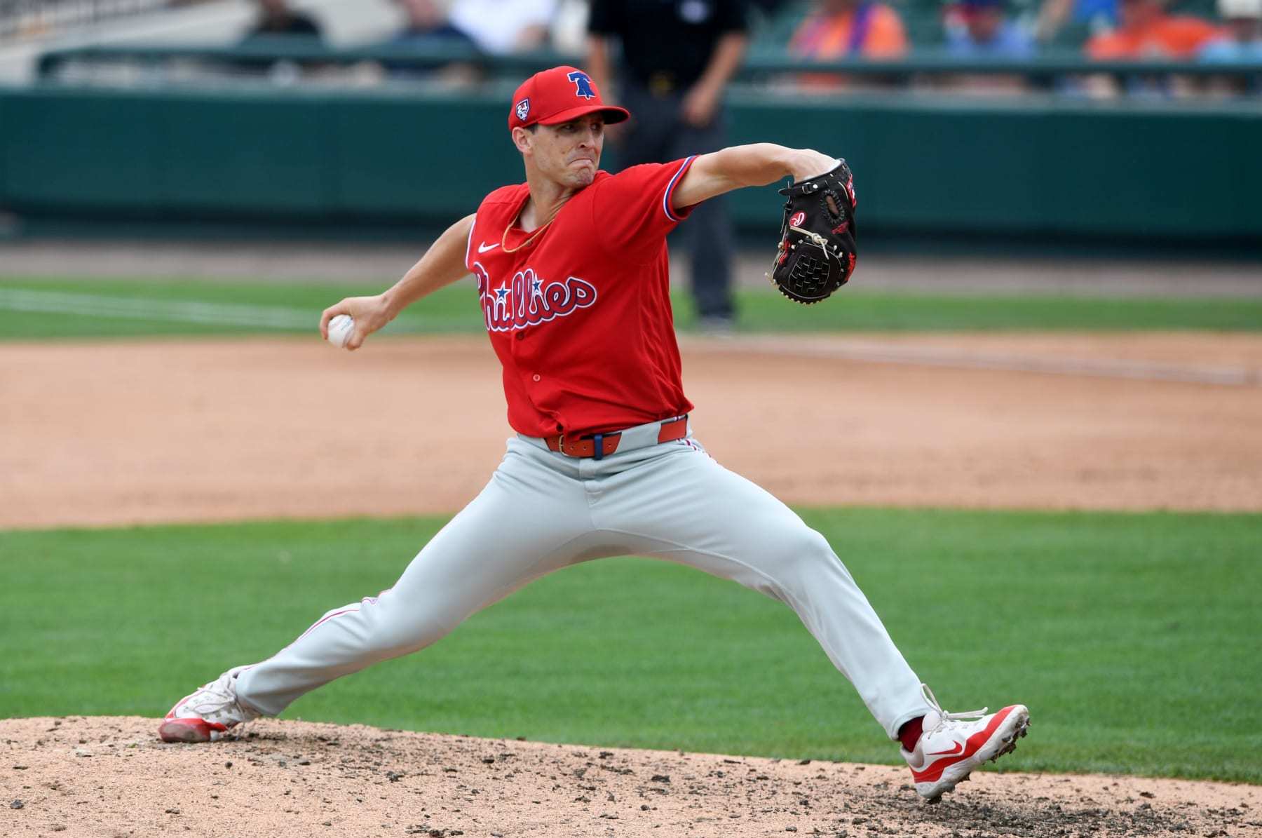 LAKELAND, FLORIDA - MARCH 16, 2024: Griff McGarry #46 of the Philadelphia Phillies throws a pitch during the fifth inning of a spring training Spring Breakout game against the Detroit Tigers at Publix Field at Joker Marchant Stadium on March 16, 2024 in Lakeland, Florida. (Photo by George Kubas/Diamond Images via Getty Images)