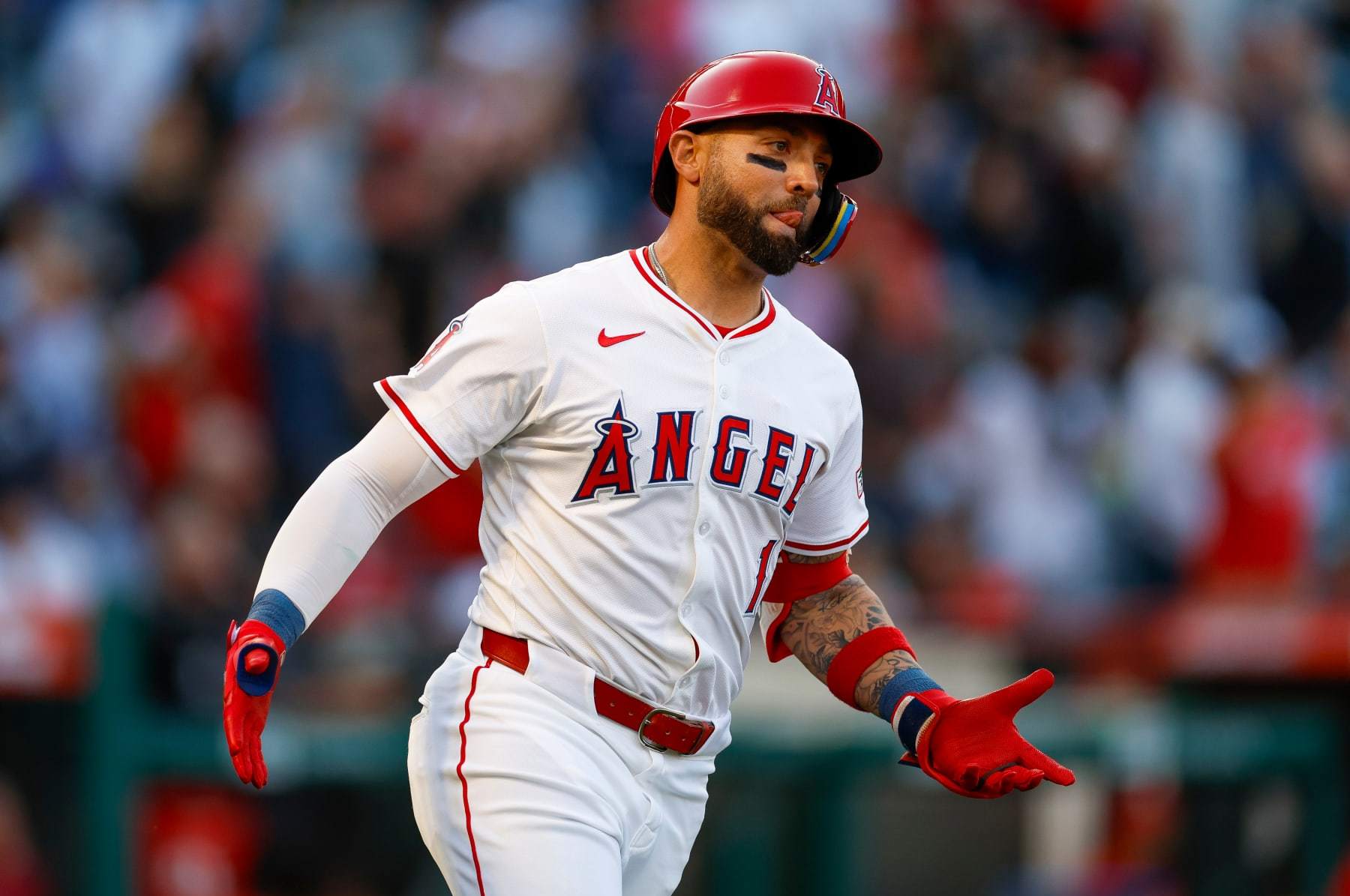 ANAHEIM, CALIFORNIA - MAY 28: Kevin Pillar #12 of the Los Angeles Angels runs the bases after hitting a two-run home run in the first inning during a game against the New York Yankees at Angel Stadium of Anaheim on May 28, 2024 in Anaheim, California. (Photo by Brandon Sloter/Getty Images)