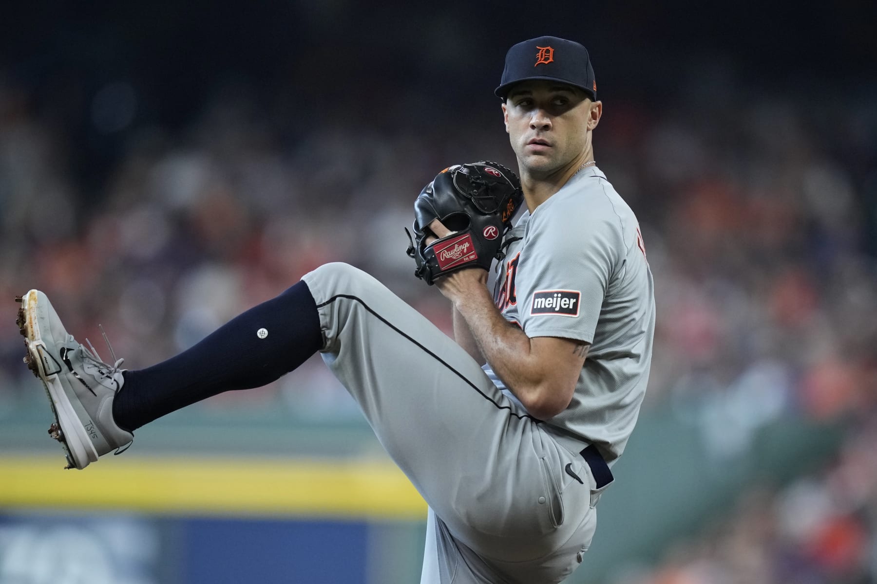 HOUSTON, TX - JUNE 15: Jack Flaherty  #9 of the Detroit Tigers pitches during the game between the Detroit Tigers and the Houston Astros at Minute Maid Park on Saturday, June 15, 2024 in Houston, Texas. (Photo by Kevin M. Cox/MLB Photos via Getty Images)