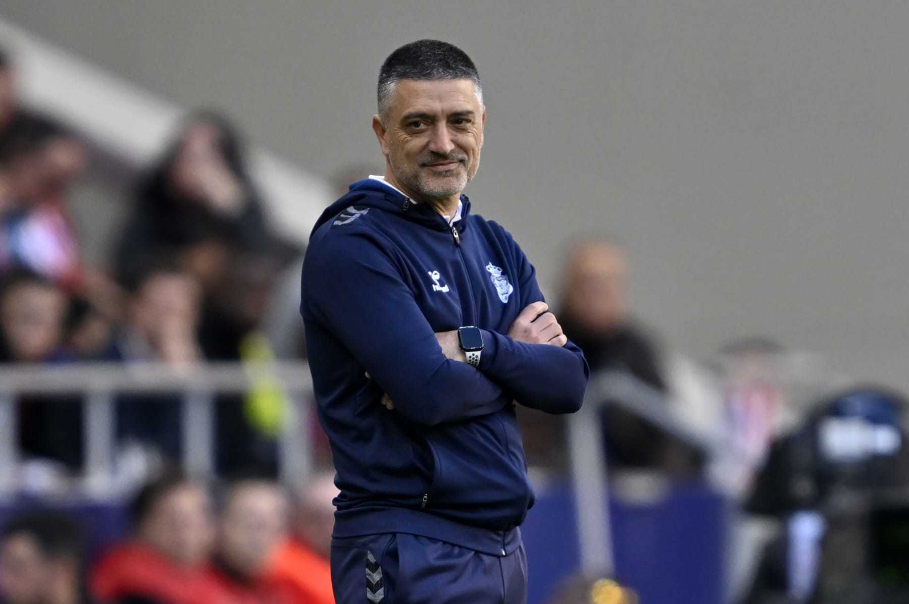 MADRID, SPAIN - FEBRUARY 17: Head coach of Las Palmas Garcia Pimienta follows the La Liga week 25 football match between Atletico Madrid and Las Palmas at Civitas Metropolitano Stadium in Madrid, Spain on February 17, 2024. (Photo by Burak Akbulut/Anadolu via Getty Images)