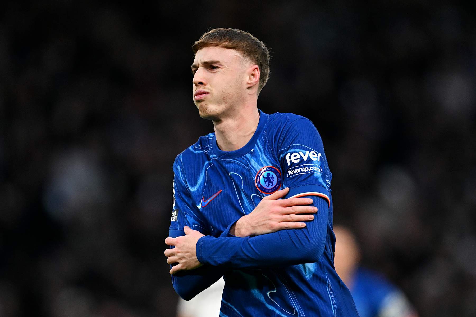 LONDON, ENGLAND - DECEMBER 26: Cole Palmer of Chelsea celebrates scoring his team's first goal during the Premier League match between Chelsea FC and Fulham FC at Stamford Bridge on December 26, 2024 in London, England. (Photo by Darren Walsh/Chelsea FC via Getty Images)