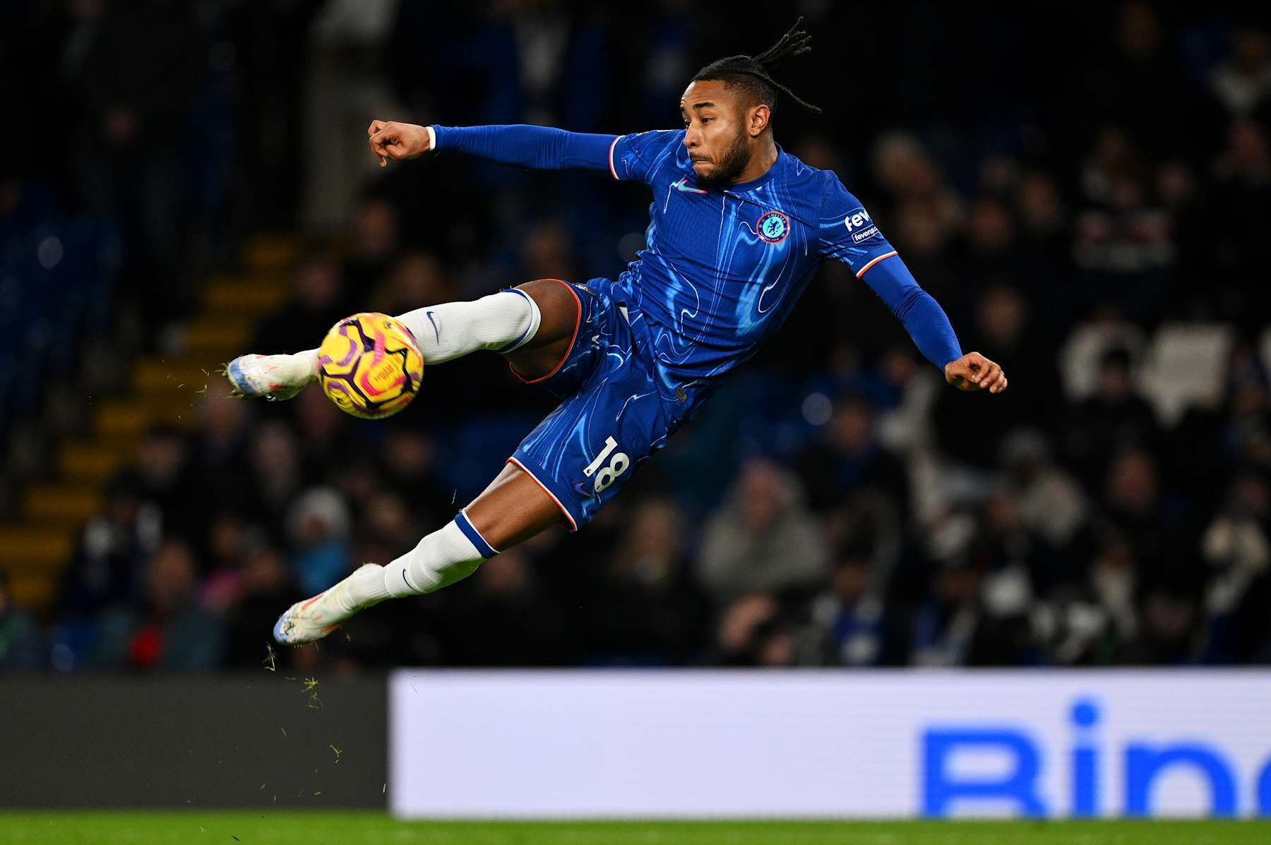 LONDON, ENGLAND - DECEMBER 26: Christopher Nkunku of Chelsea shoots during the Premier League match between Chelsea FC and Fulham FC at Stamford Bridge on December 26, 2024 in London, England. (Photo by Darren Walsh/Chelsea FC via Getty Images)