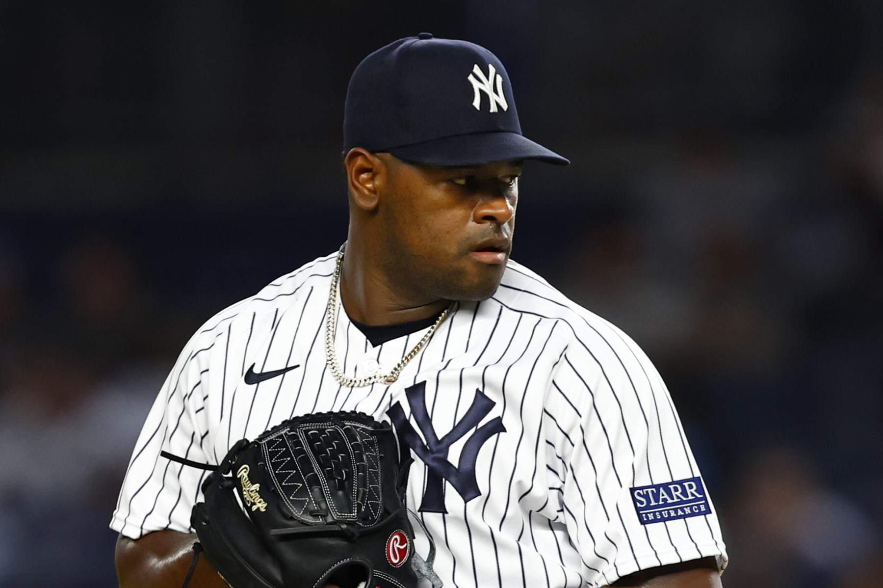 NEW YORK, NEW YORK - SEPTEMBER 8: Luis Severino #40 of the New York Yankees in action against the Milwaukee Brewers during a game at Yankee Stadium on September 8, 2023 in New York City. (Photo by Rich Schultz/Getty Images)