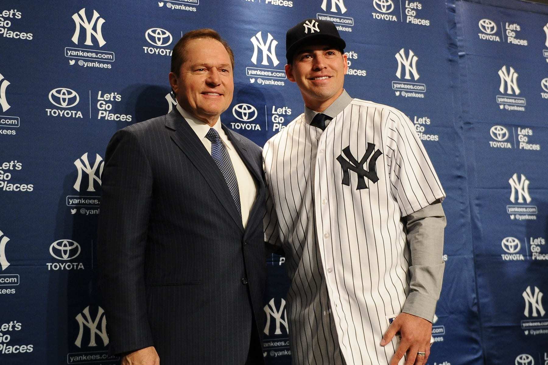 NEW YORK, NY - DECEMBER 13: Centerfielder Jacoby Ellsbury stands with his agent Scott Boras during his introductory press conference at Yankee Stadium on December 13, 2013 in the Bronx borough of New York City. (Photo by Maddie Meyer/Getty Images)