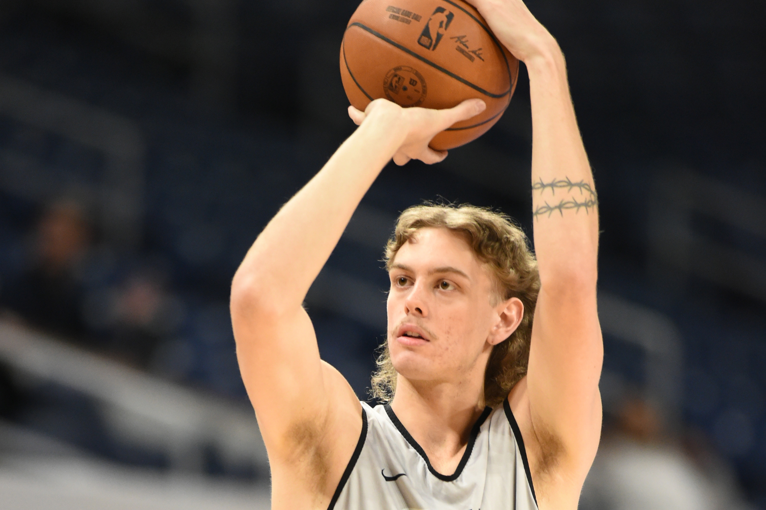 CHICAGO,IL - MAY 17: G League Prospect, Luke Travers shoots the ball during the 2022 G League Elite Camp on May 17, 2022 at Wintrust Arena in Chicago, Illinois. NOTE TO USER: User expressly acknowledges and agrees that, by downloading and or using this photograph, user is consenting to the terms and conditions of the Getty Images License Agreement. Mandatory Copyright Notice: Copyright 2022 NBAE (Photo by Randy Belice/NBAE via Getty Images) CHICAGO,IL - MAY 17: G League Prospect, Luke Travers shoots the ball during the 2022 G League Elite Camp on May 17, 2022 at Wintrust Arena in Chicago, Illinois. NOTE TO USER: User expressly acknowledges and agrees that, by downloading and or using this photograph, user is consenting to the terms and conditions of the Getty Images License Agreement. Mandatory Copyright Notice: Copyright 2022 NBAE (Photo by Randy Belice/NBAE via Getty Images)