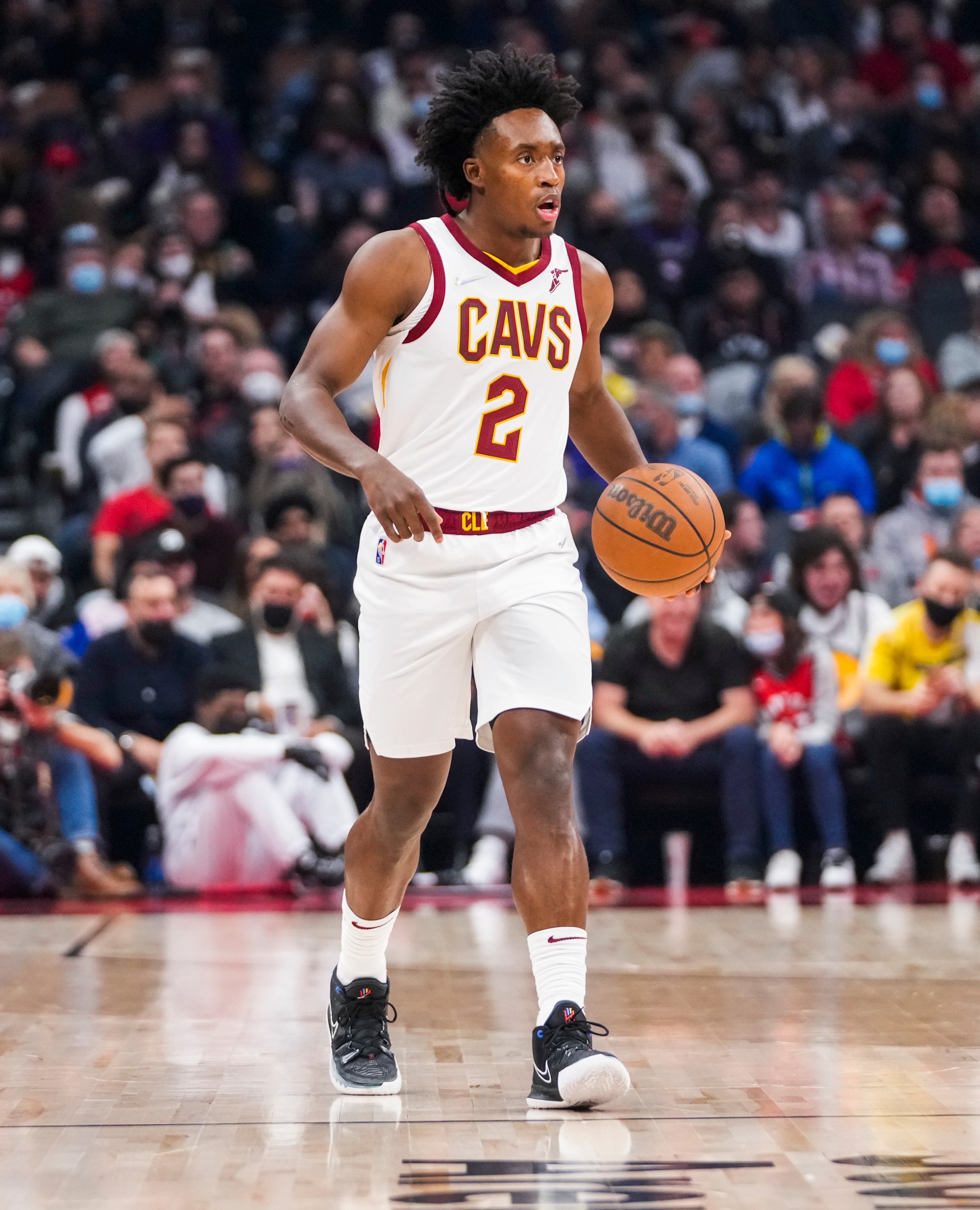 TORONTO, ON - NOVEMBER 5: Collin Sexton #2 of the Cleveland Cavaliers dribbles against the Toronto Raptors during the first half of their basketball game at the Scotiabank Arena on November 5, 2021 in Toronto, Ontario, Canada. NOTE TO USER: User expressly acknowledges and agrees that, by downloading and/or using this Photograph, NOTE TO USER: User is consenting to the terms and conditions of the Getty Images License Agreement. (Photo by Mark Blinch/Getty Images) TORONTO, ON - NOVEMBER 5: Collin Sexton #2 of the Cleveland Cavaliers dribbles against the Toronto Raptors during the first half of their basketball game at the Scotiabank Arena on November 5, 2021 in Toronto, Ontario, Canada. NOTE TO USER: User expressly acknowledges and agrees that, by downloading and/or using this Photograph, NOTE TO USER: User is consenting to the terms and conditions of the Getty Images License Agreement. (Photo by Mark Blinch/Getty Images)