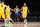 LAS VEGAS, NV - JULY 12: Patty Mills #5 hi-fives Nic Kay #15 of the Australia Men's National Team during the game against the USA Men's National Team on July 12, 2021 at Michelob ULTRA Arena in Las Vegas, Nevada. NOTE TO USER: User expressly acknowledges and agrees that, by downloading and or using this photograph, User is consenting to the terms and conditions of the Getty Images License Agreement. (Photo by Ned Dishman/NBAE via Getty Images)