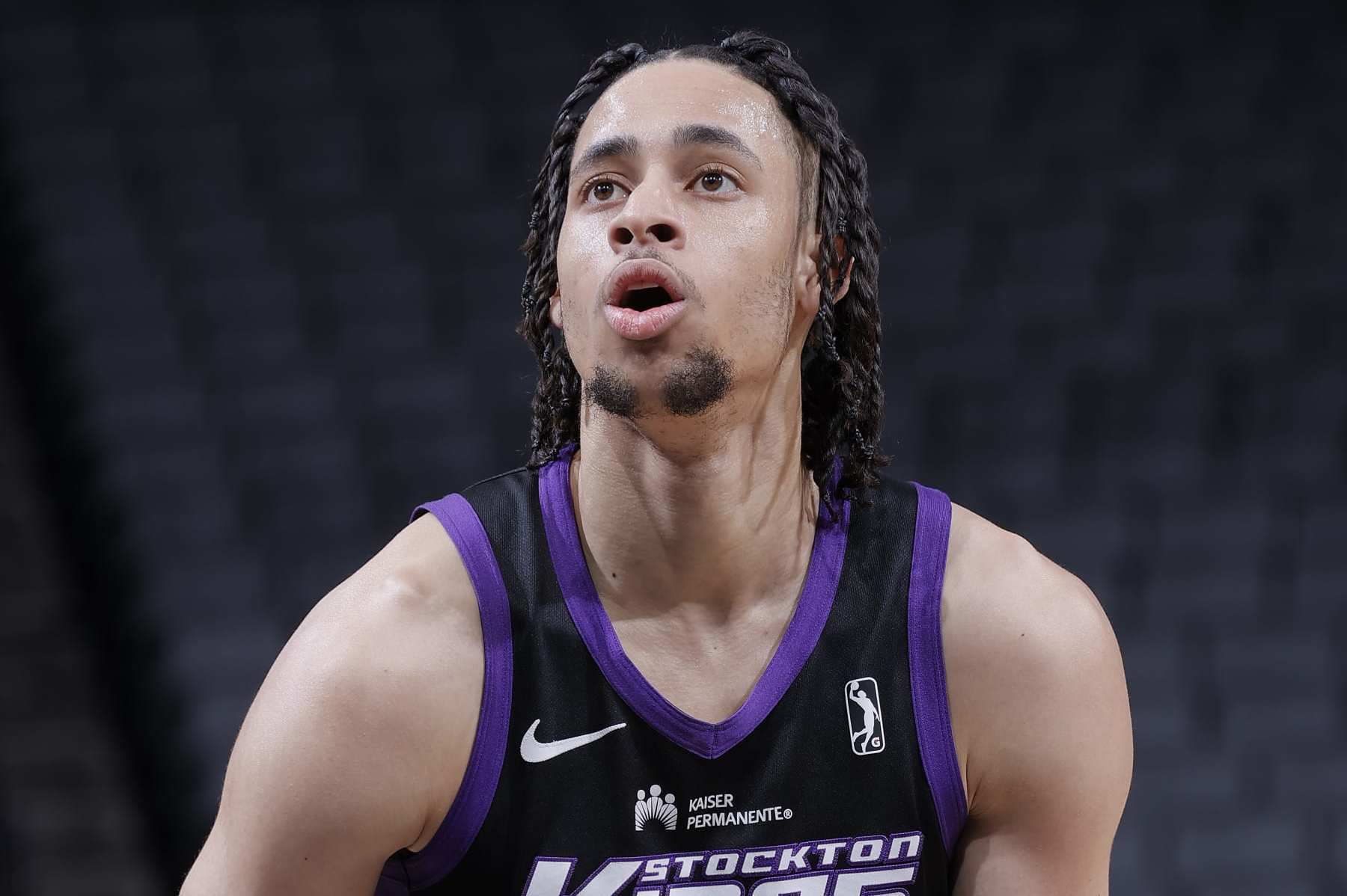 SACRAMENTO, CA - MARCH 24: Chance Comanche #12 of the Stockton Kings shoots a foul shot against the Mexico City Capitanes on March 24, 2023 at Golden 1 Center in Sacramento, California. NOTE TO USER: User expressly acknowledges and agrees that, by downloading and or using this Photograph, user is consenting to the terms and conditions of the Getty Images License Agreement. Mandatory Copyright Notice: Copyright 2023 NBAE (Photo by Rocky Widner/NBAE via Getty Images)