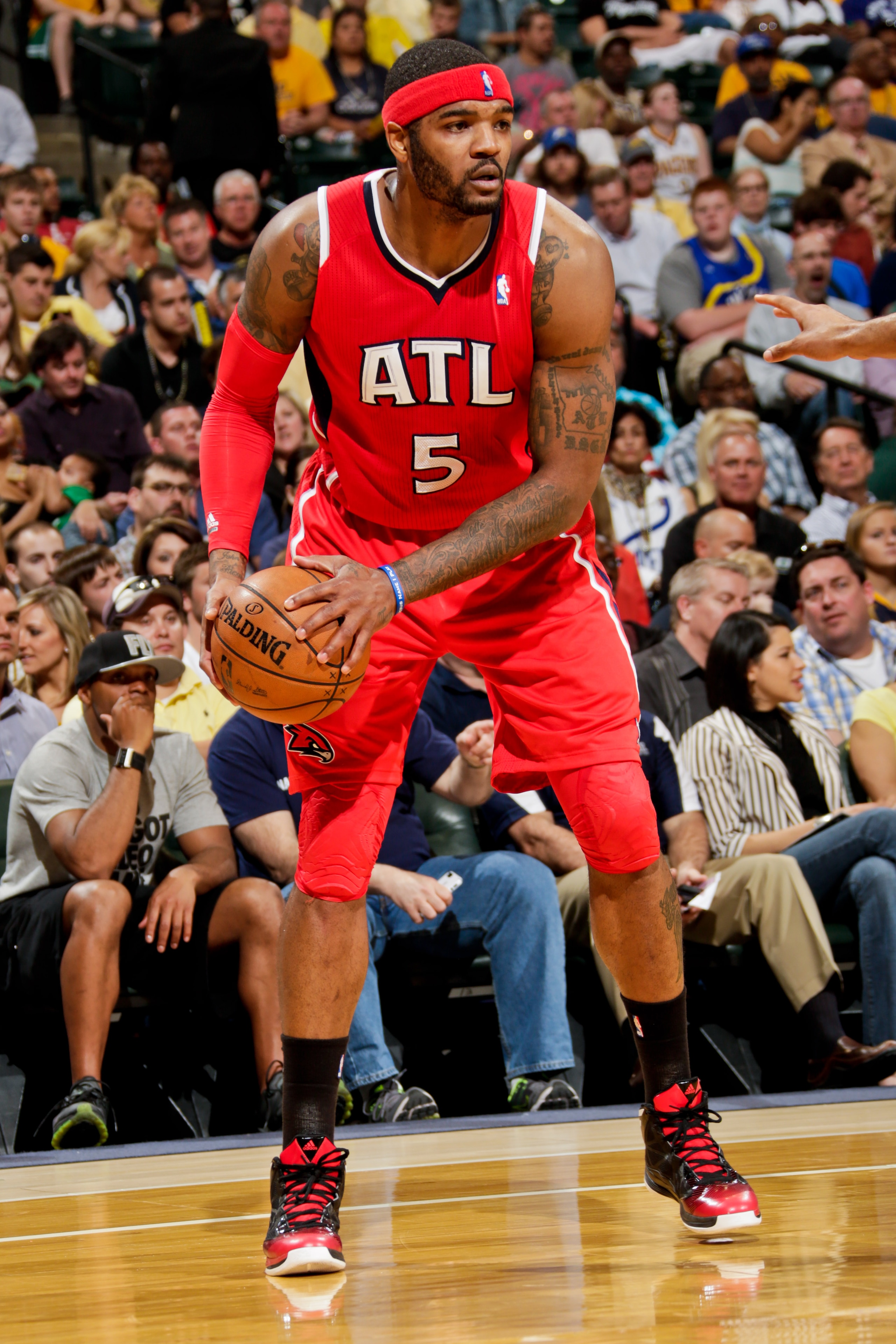 INDIANAPOLIS, IN - MAY 1: Josh Smith #5 of the Atlanta Hawks controls the ball against the Indiana Pacers in Game Five of the Eastern Conference Quarterfinals during the 2013 NBA Playoffs on May 1, 2013 at Bankers Life Fieldhouse in Indianapolis, Indiana. NOTE TO USER: User expressly acknowledges and agrees that, by downloading and or using this Photograph, user is consenting to the terms and condition of the Getty Images License Agreement. Mandatory Copyright Notice: 2013 NBAE (Photo by Ron Hoskins/NBAE via Getty Images) INDIANAPOLIS, IN - MAY 1: Josh Smith #5 of the Atlanta Hawks controls the ball against the Indiana Pacers in Game Five of the Eastern Conference Quarterfinals during the 2013 NBA Playoffs on May 1, 2013 at Bankers Life Fieldhouse in Indianapolis, Indiana. NOTE TO USER: User expressly acknowledges and agrees that, by downloading and or using this Photograph, user is consenting to the terms and condition of the Getty Images License Agreement. Mandatory Copyright Notice: 2013 NBAE (Photo by Ron Hoskins/NBAE via Getty Images)