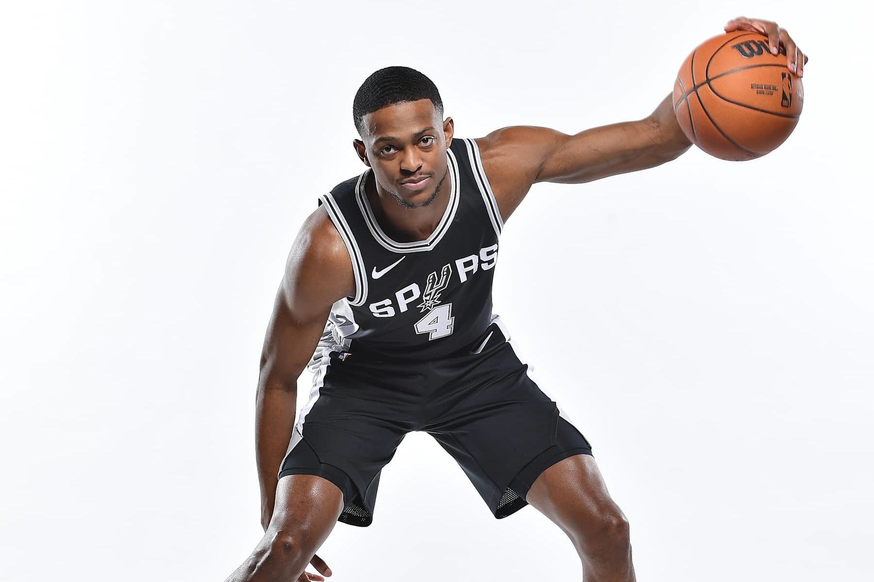 San Antonio TX, - FEBRUARY 3: De'Aaron Fox #4 of the San Antonio Spurs poses for a portrait on February 3, 2025 at Victory Capital Center in San Antonio Texas. NOTE TO USER: User expressly acknowledges and agrees that, by downloading and or using this photograph, user is consenting to the terms and conditions of the Getty Images License Agreement. Mandatory Copyright Notice: Copyright 2025 NBAE (Photos by Michael Gonzales/NBAE via Getty Images)