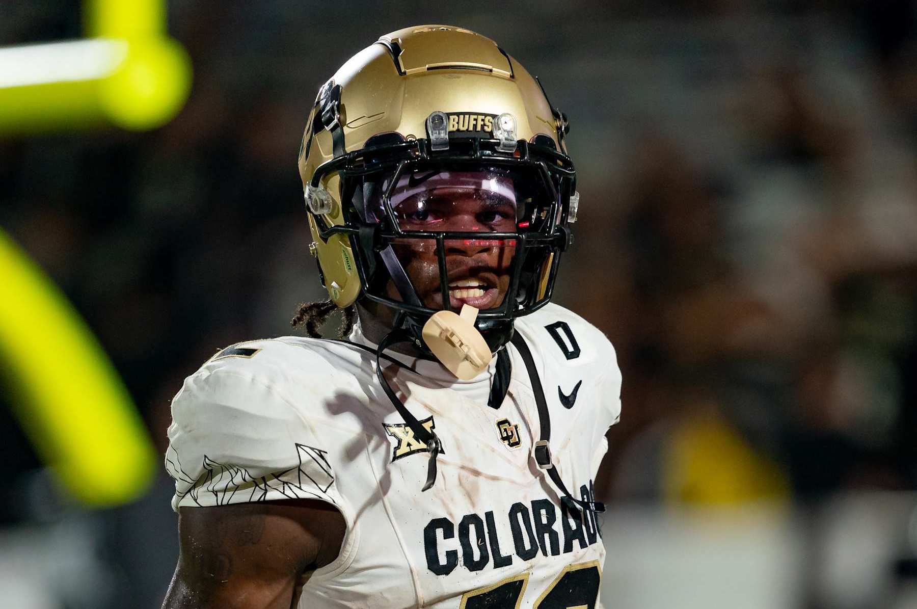 ORLANDO, FL - SEPTEMBER 28:  Colorado Buffaloes wide receiver Travis Hunter (12) walks off the field during a college football game between the Colorado Buffaloes and the UCF Knights on September 28th, 2024 at FBC Mortgage Stadium in Orlando, FL. (Photo by Chris Leduc/Icon Sportswire via Getty Images)