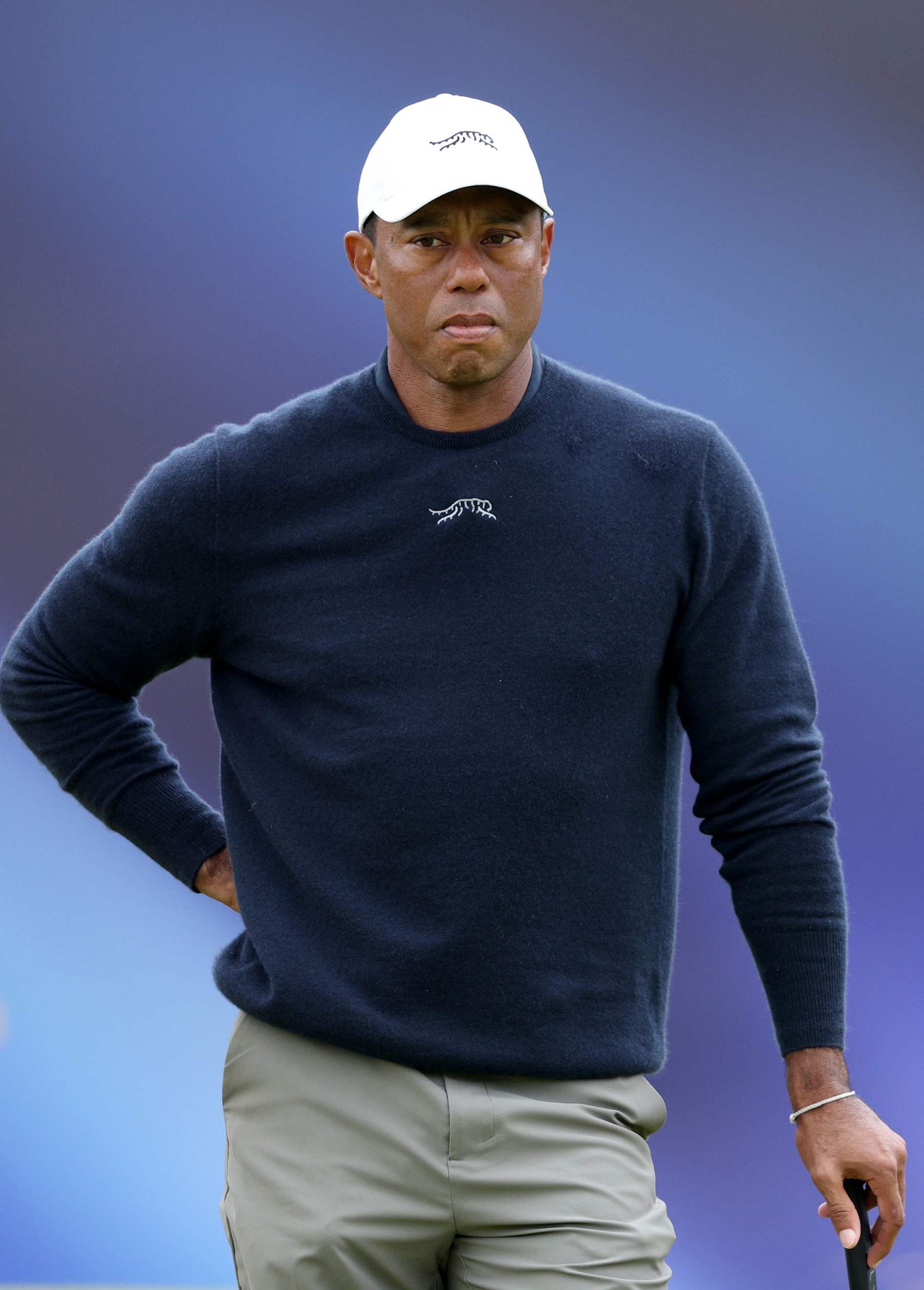TROON, SCOTLAND - JULY 19: Tiger Woods of the United States reacts on the 18th green during day two of The 152nd Open championship at Royal Troon on July 19, 2024 in Troon, Scotland. (Photo by Warren Little/Getty Images) TROON, SCOTLAND - JULY 19: Tiger Woods of the United States reacts on the 18th green during day two of The 152nd Open championship at Royal Troon on July 19, 2024 in Troon, Scotland. (Photo by Warren Little/Getty Images)