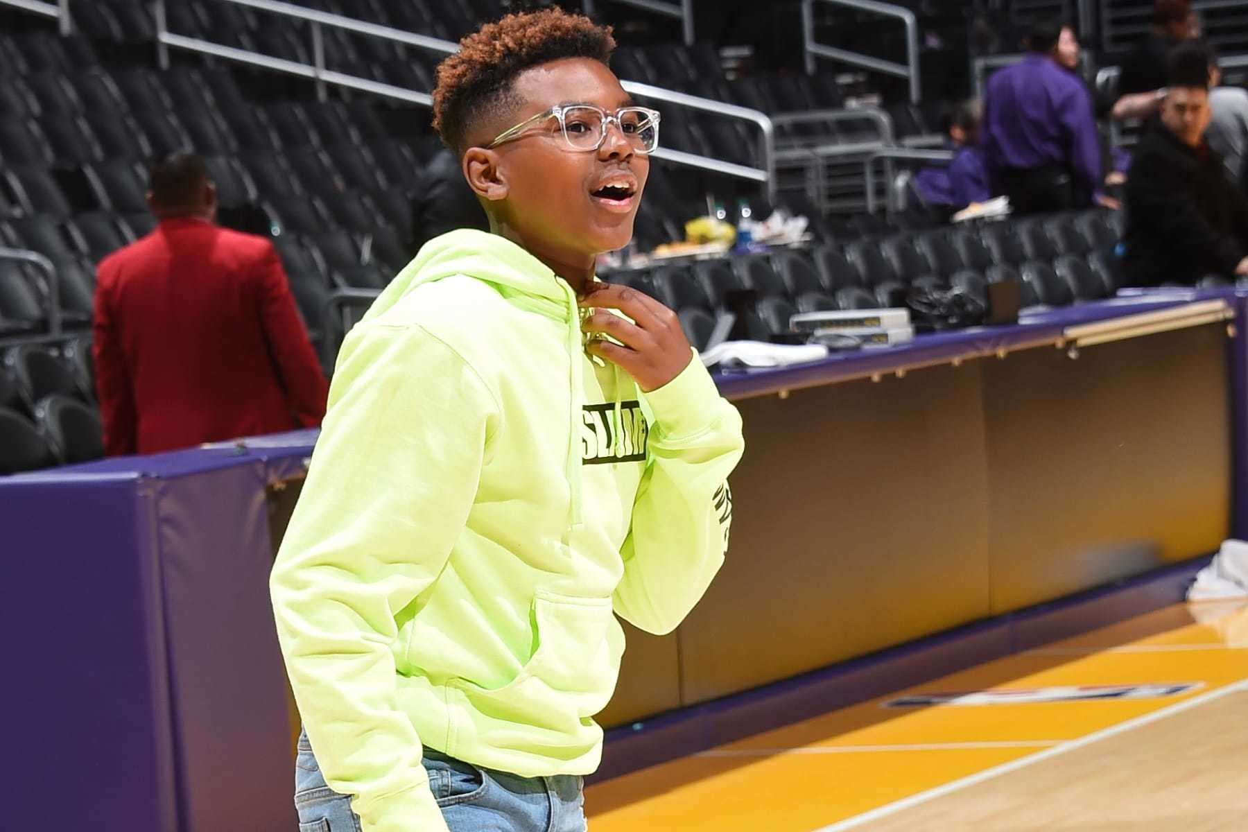 LOS ANGELES, CA - DECEMBER 25: Bryce Maximus James looks on before the game on December 25, 2019 at STAPLES Center in Los Angeles, California. NOTE TO USER: User expressly acknowledges and agrees that, by downloading and/or using this Photograph, user is consenting to the terms and conditions of the Getty Images License Agreement. Mandatory Copyright Notice: Copyright 2019 NBAE (Photo by Andrew D. Bernstein/NBAE via Getty Images)