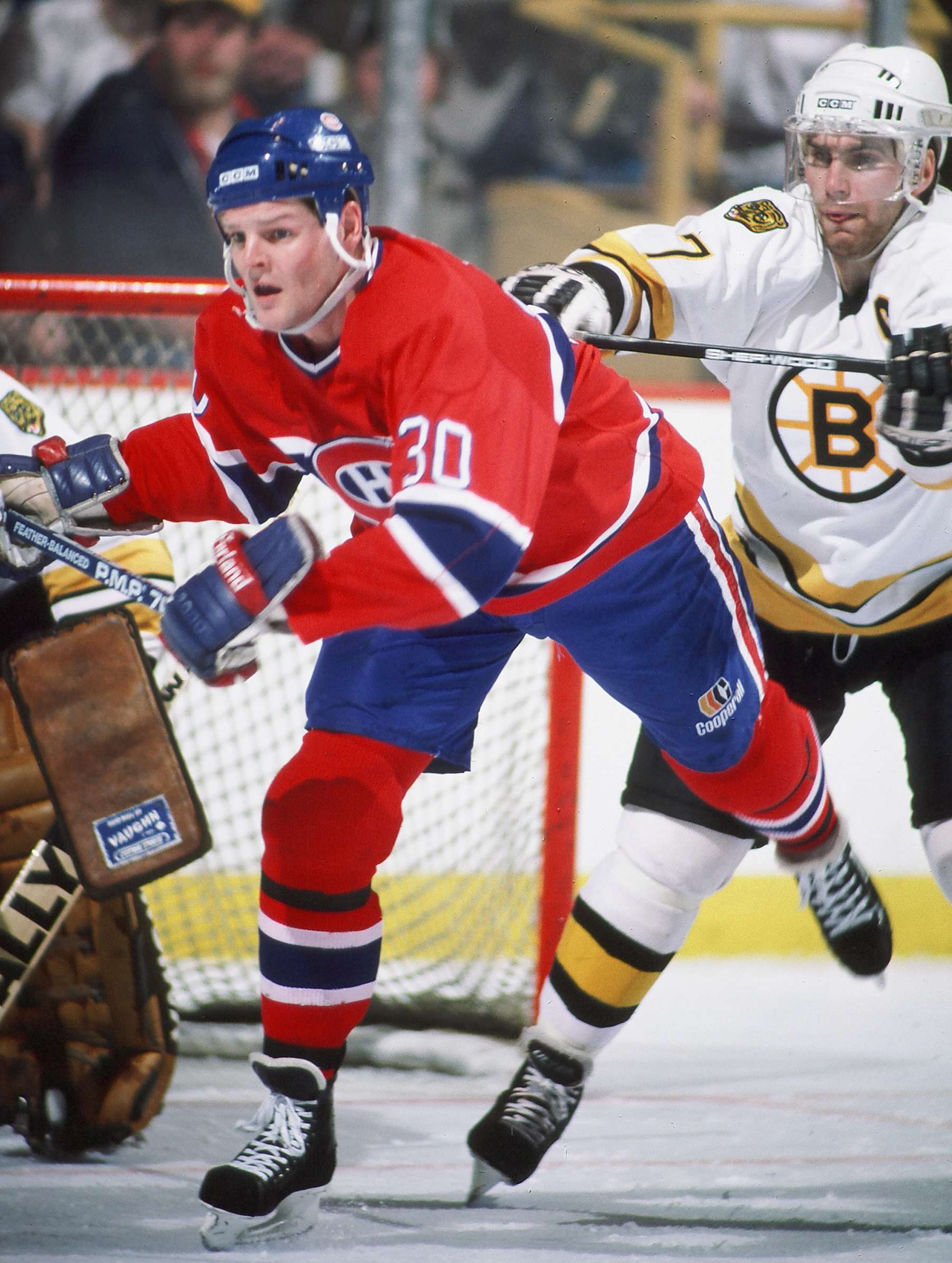 BOSTON, MA. - 1980's: Chris Nilan #30 of the Montreal Canadiens skates against the Boston Bruins at Boston Garden.  (Photo by Steve Babineau/NHLI via Getty Images)