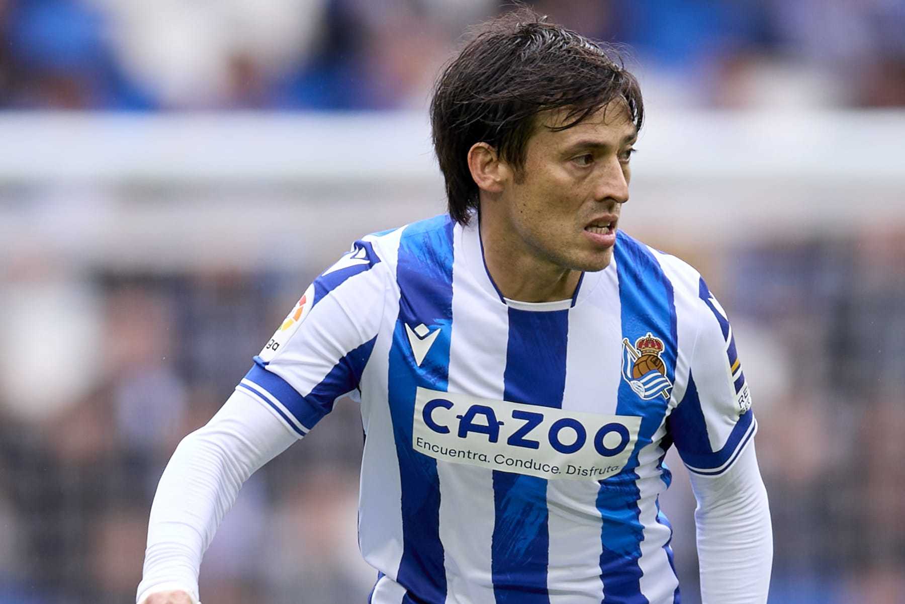 SAN SEBASTIAN, SPAIN - MAY 13: David Silva of Real Sociedad in action during the LaLiga Santander match between Real Sociedad and Girona FC at Reale Arena on May 13, 2023 in San Sebastian, Spain. (Photo by Ion Alcoba/Quality Sport Images/Getty Images)
