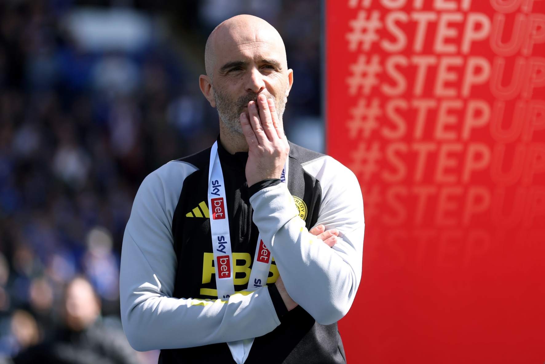 LEICESTER, ENGLAND - MAY 04: Enzo Maresca the head coach / manager of Leicester City after  the Sky Bet Championship match between Leicester City and Blackburn Rovers at The King Power Stadium on May 04, 2024 in Leicester, England. (Photo by Catherine Ivill - AMA/Getty Images)