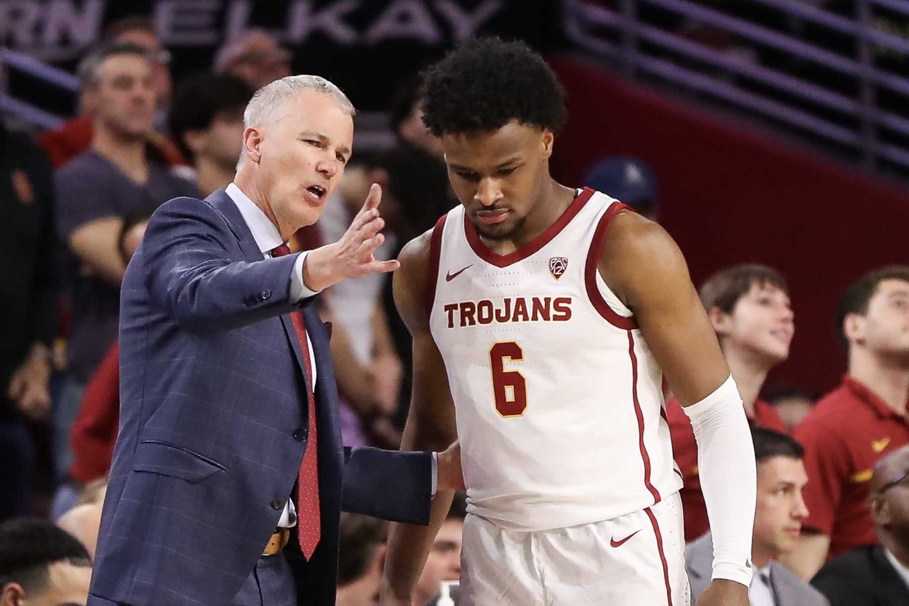 USC's Bronny James and Andy Enfield