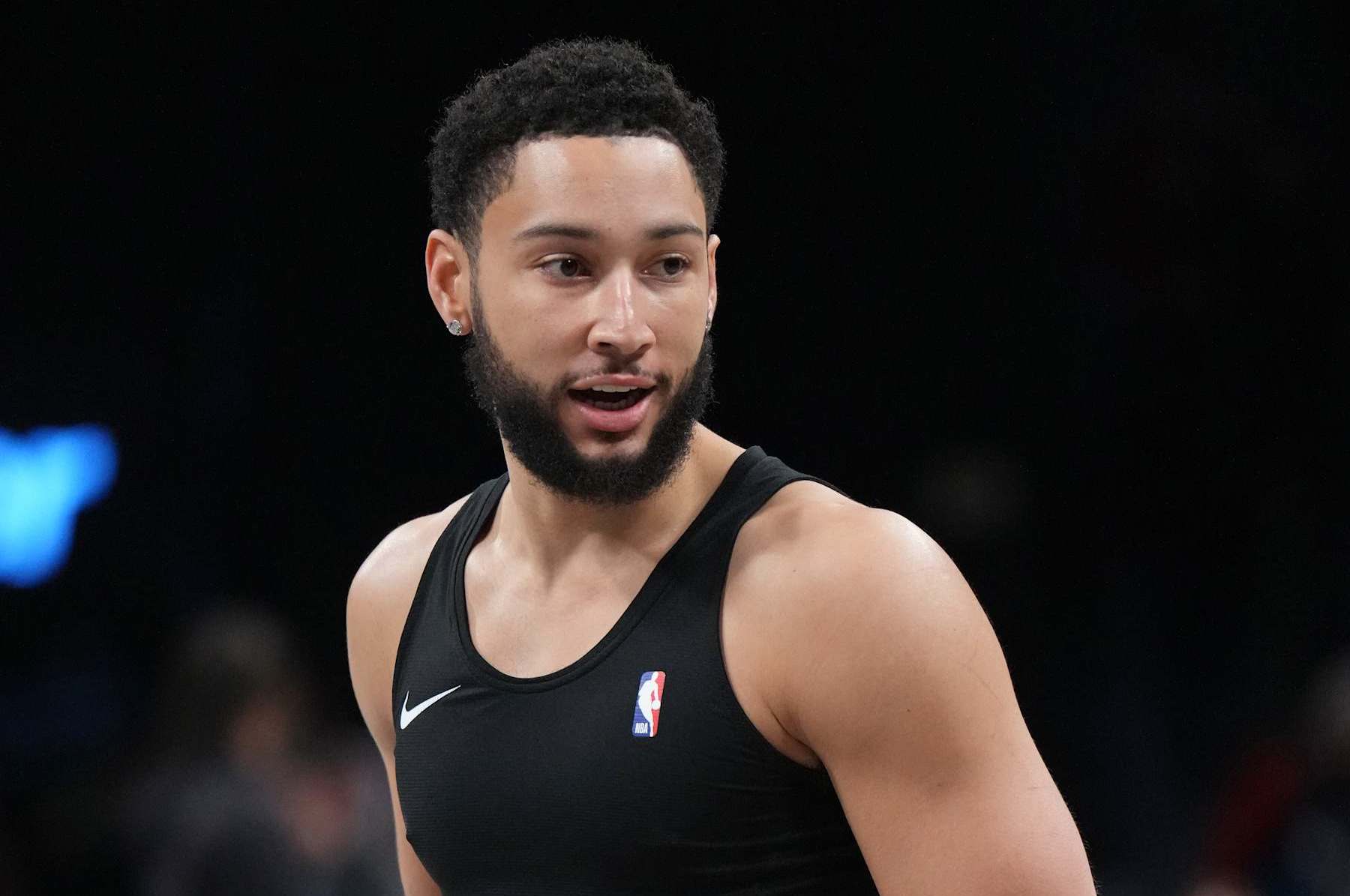 BROOKLYN, NY - FEBRUARY 8: Ben Simmons #10 of the Brooklyn Nets warms up before the game against the Cleveland Cavaliers on February 8, 2024 at Barclays Center in Brooklyn, New York. NOTE TO USER: User expressly acknowledges and agrees that, by downloading and or using this Photograph, user is consenting to the terms and conditions of the Getty Images License Agreement. Mandatory Copyright Notice: Copyright 2024 NBAE (Photo by Jesse D. Garrabrant/NBAE via Getty Images)