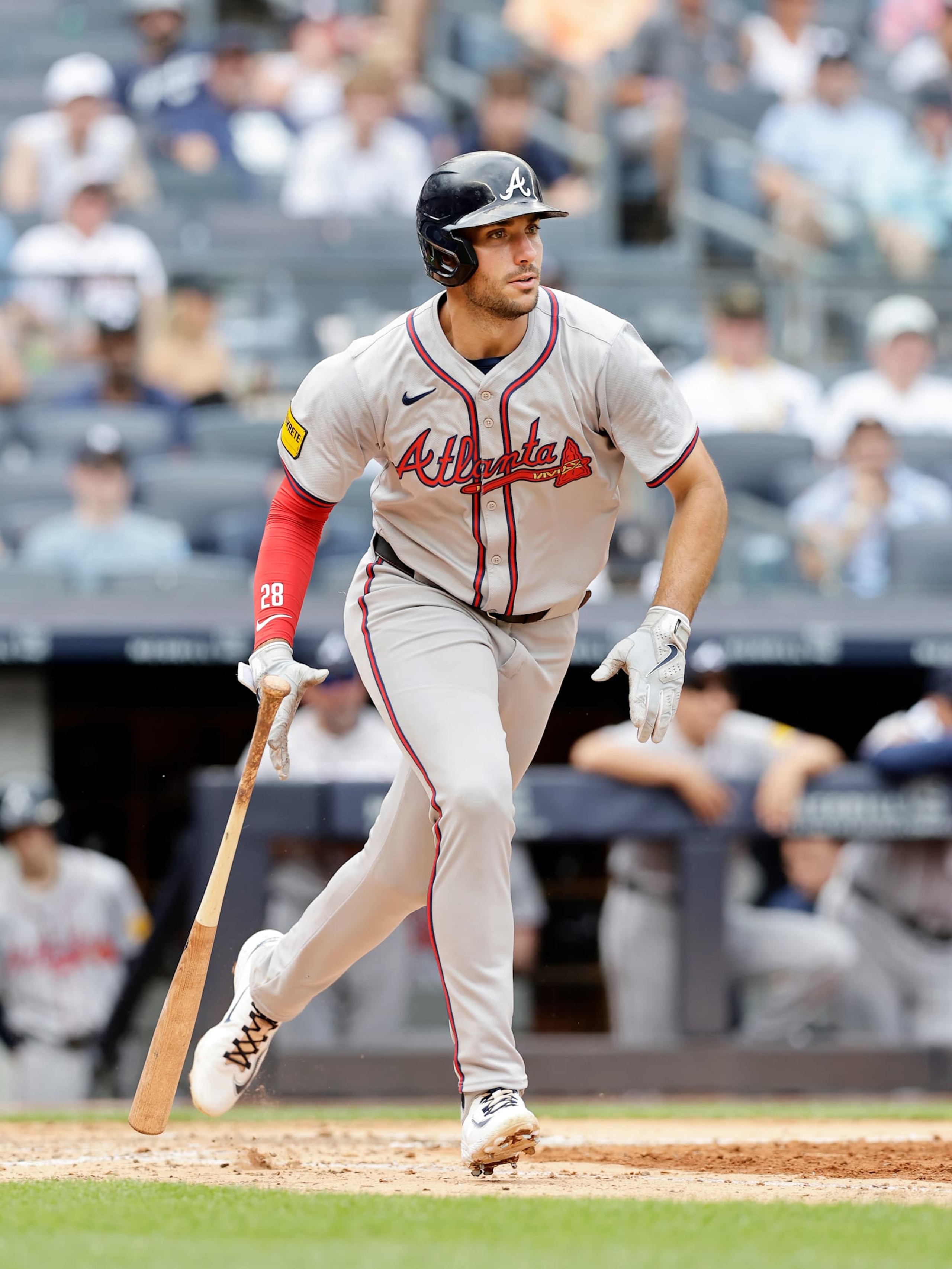 NEW YORK, NEW YORK - JUNE 23: Matt Olson #28 of the Atlanta Braves in action against the New York Yankees at Yankee Stadium on June 23, 2024 in New York City. The Braves defeated the Yankees 3-1. (Photo by Jim McIsaac/Getty Images) NEW YORK, NEW YORK - JUNE 23: Matt Olson #28 of the Atlanta Braves in action against the New York Yankees at Yankee Stadium on June 23, 2024 in New York City. The Braves defeated the Yankees 3-1. (Photo by Jim McIsaac/Getty Images)