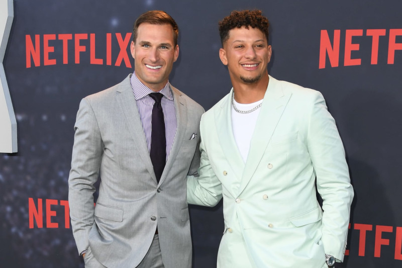HOLLYWOOD, CALIFORNIA - JULY 11: Kirk Cousins and Patrick Mahomes attend the Los Angeles Premiere Of Netflix's "Quarterback" at TUDUM Theater on July 11, 2023 in Hollywood, California. (Photo by JC Olivera/Getty Images)