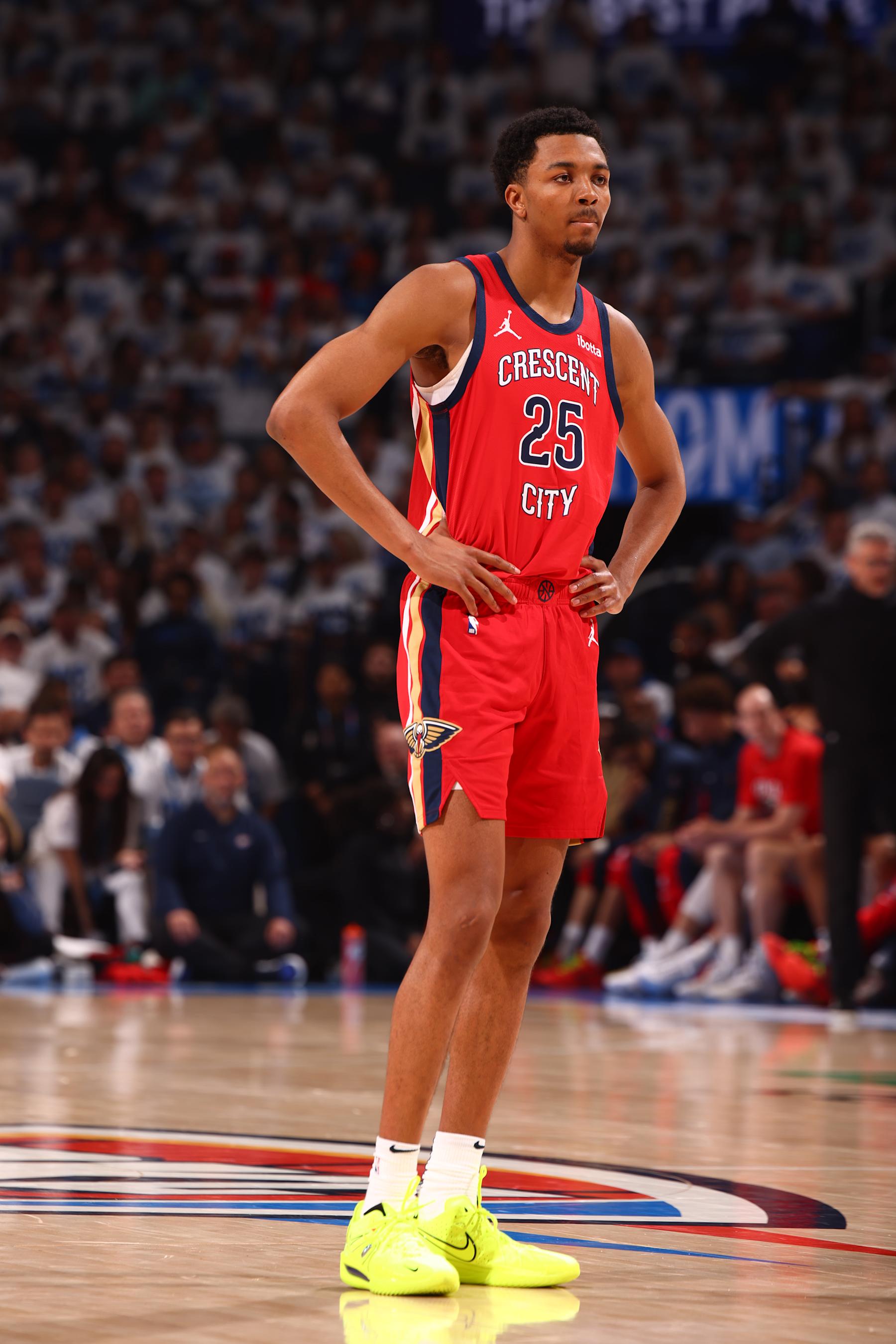 OKLAHOMA CITY, OK - APRIL 24: Trey Murphy III #25 of the <a href=