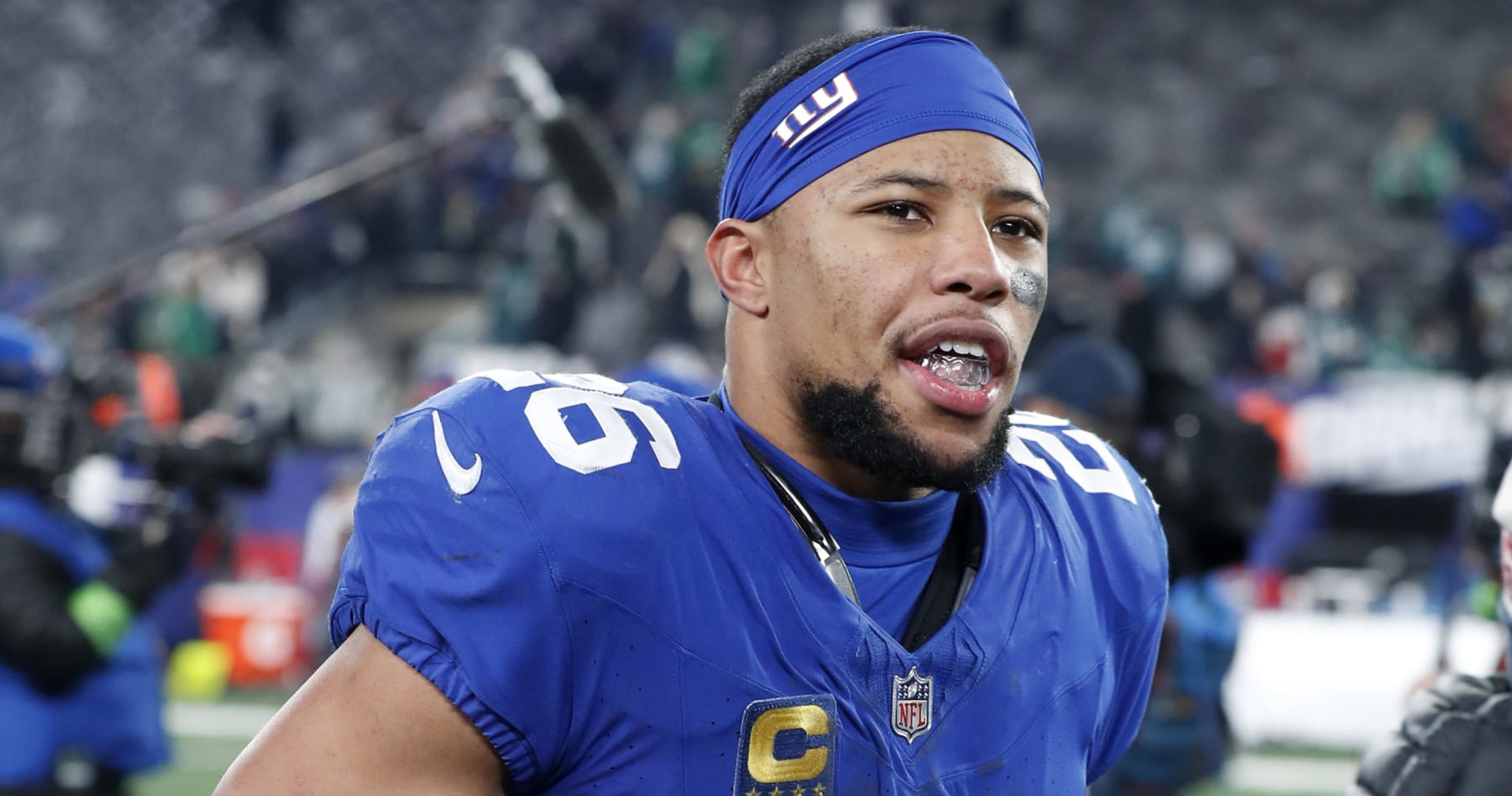Saquon Barkley Rumors Eagles' Roseman Could 'Take a Swing' at RB in