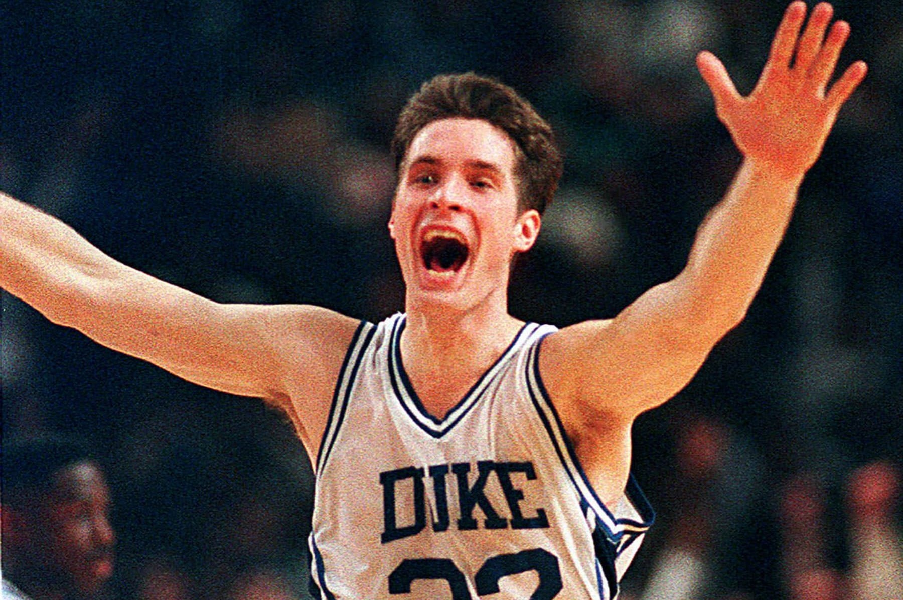 Duke's Christian Laettner celebrates "the shot"