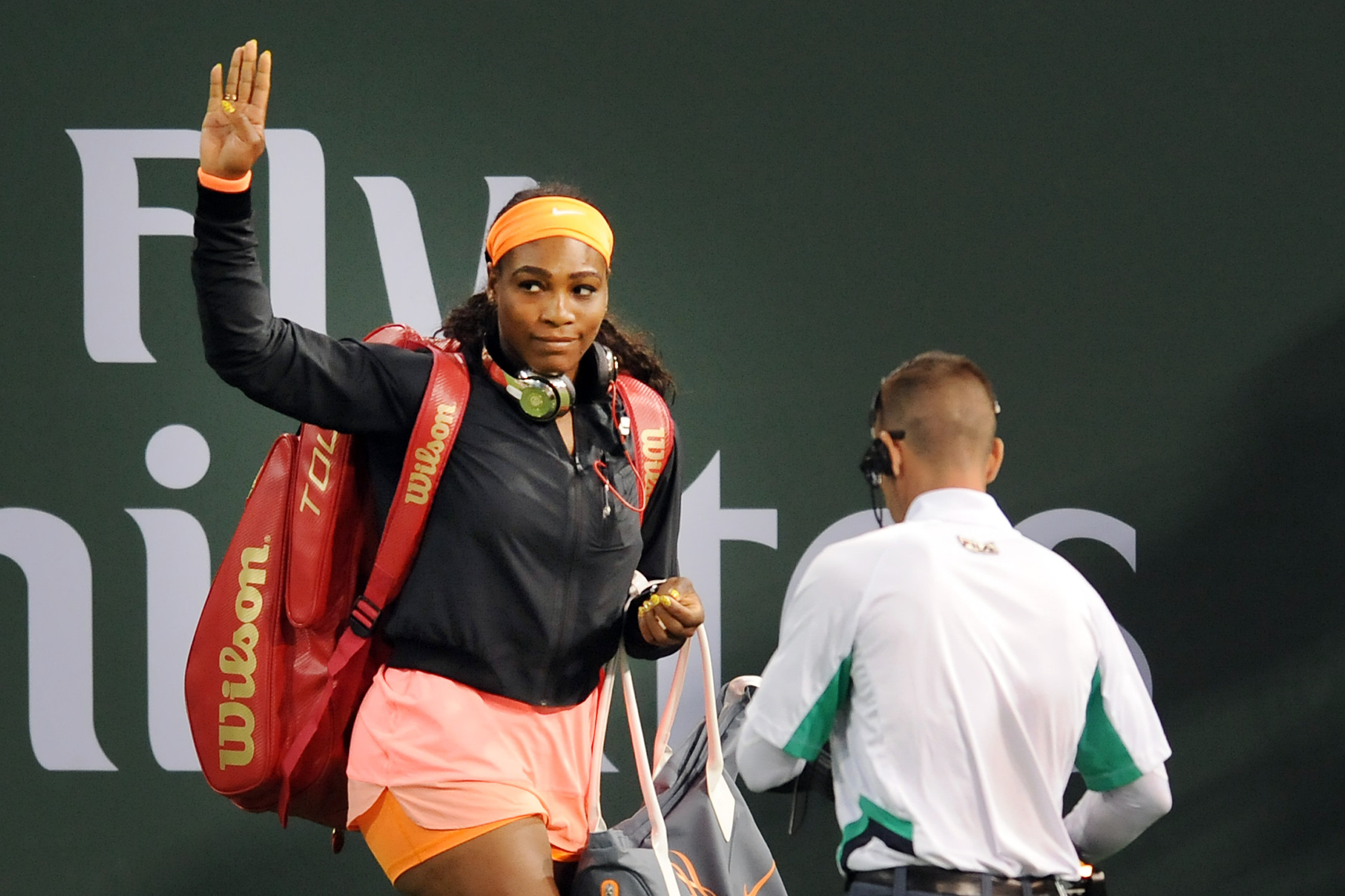 13 Mar. 2015: Serena Williams (USA) walks onto center court of the Indian Wells Tennis Garden for the first time in 14 years to play a match against Monica Niculescu (ROU) during the BNP Paribas Open Tennis Tournament played at the Indian Well Tennis Garden in Indian Wells, CA. (Photo by John Cordes/Icon Sportswire/Corbis/Icon Sportswire via Getty Images)