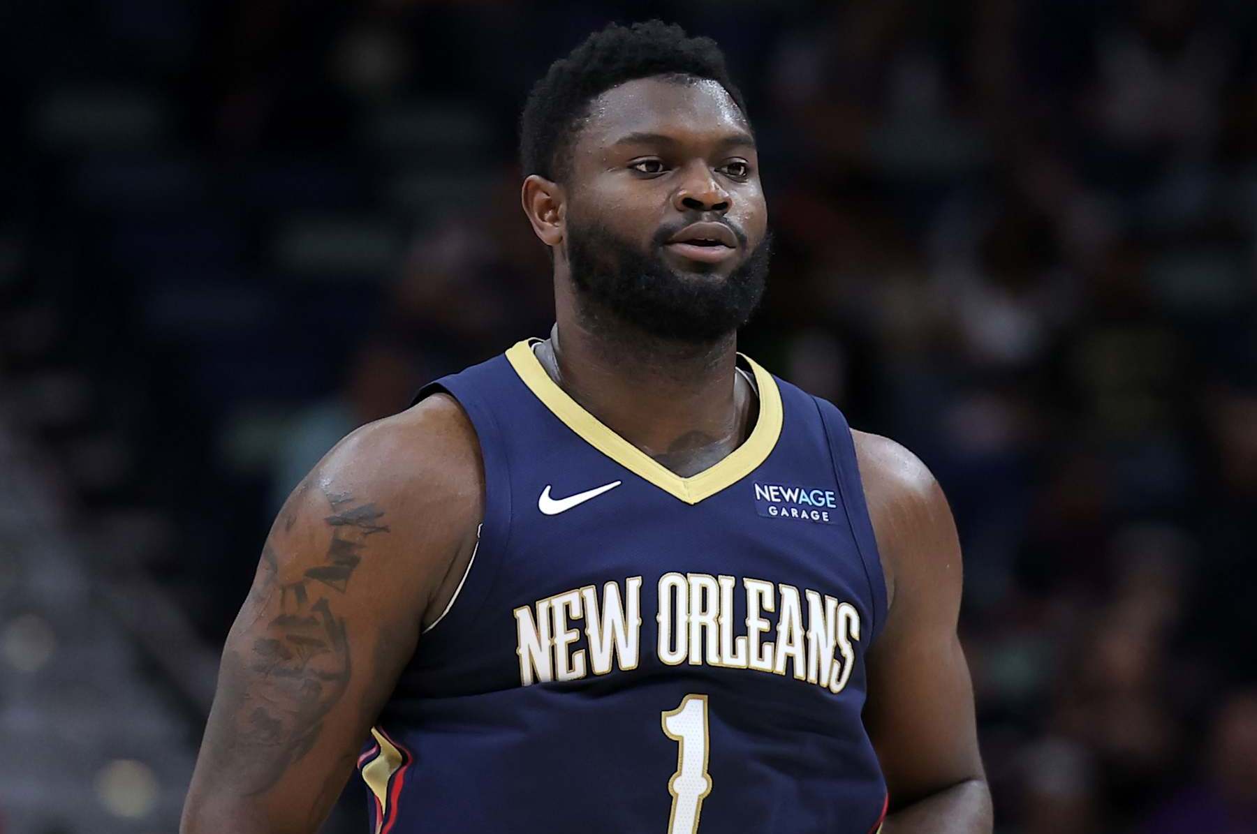 NEW ORLEANS, LOUISIANA - NOVEMBER 06: Zion Williamson #1 of the New Orleans Pelicans reacts against the Cleveland Cavaliers during the second half at the Smoothie King Center on November 06, 2024 in New Orleans, Louisiana. NOTE TO USER: User expressly acknowledges and agrees that, by downloading and or using this Photograph, user is consenting to the terms and conditions of the Getty Images License Agreement. (Photo by Jonathan Bachman/Getty Images)