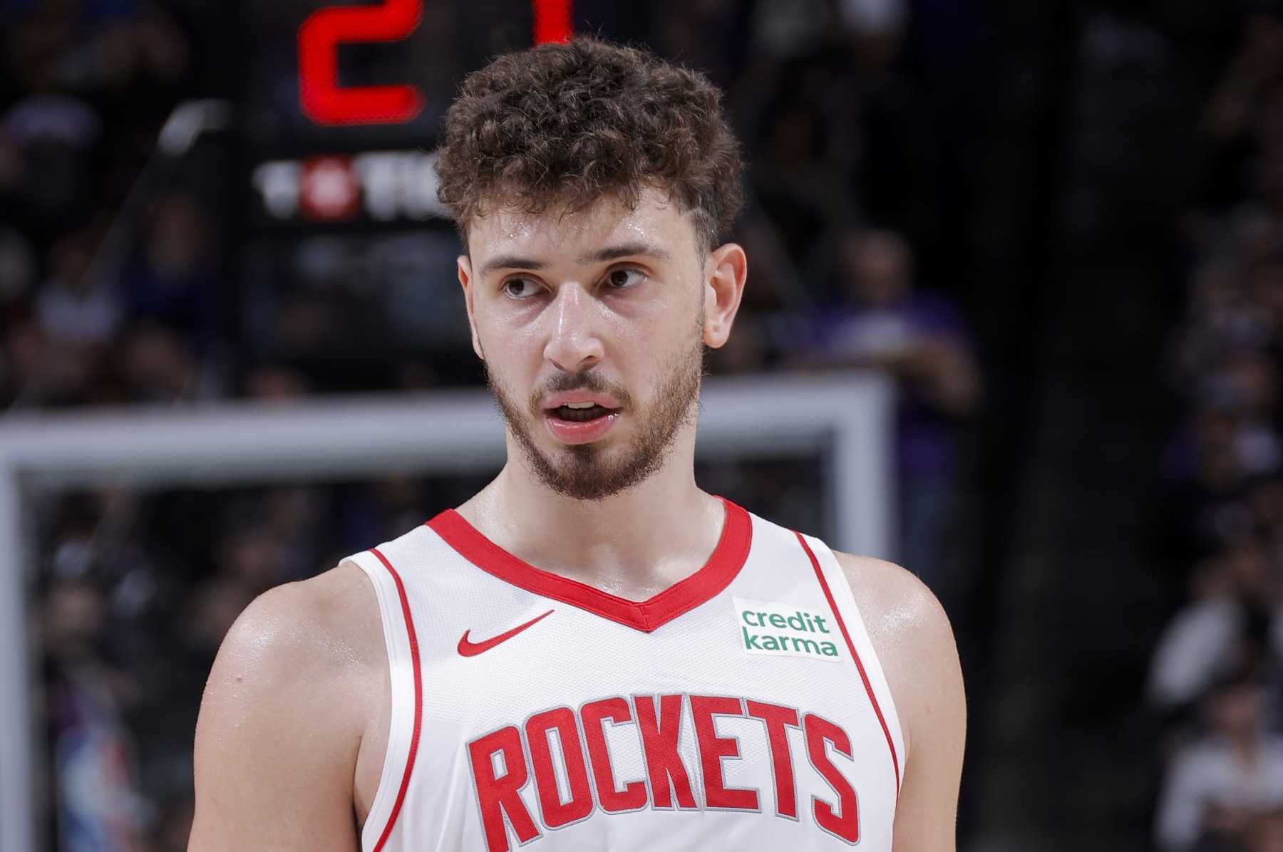 SACRAMENTO, CA - MARCH 10: Alperen Sengun #28 of the Houston Rockets looks on during the game against the Sacramento Kings on March 10, 2024 at Golden 1 Center in Sacramento, California. NOTE TO USER: User expressly acknowledges and agrees that, by downloading and or using this Photograph, user is consenting to the terms and conditions of the Getty Images License Agreement. Mandatory Copyright Notice: Copyright 2024 NBAE (Photo by Rocky Widner/NBAE via Getty Images)